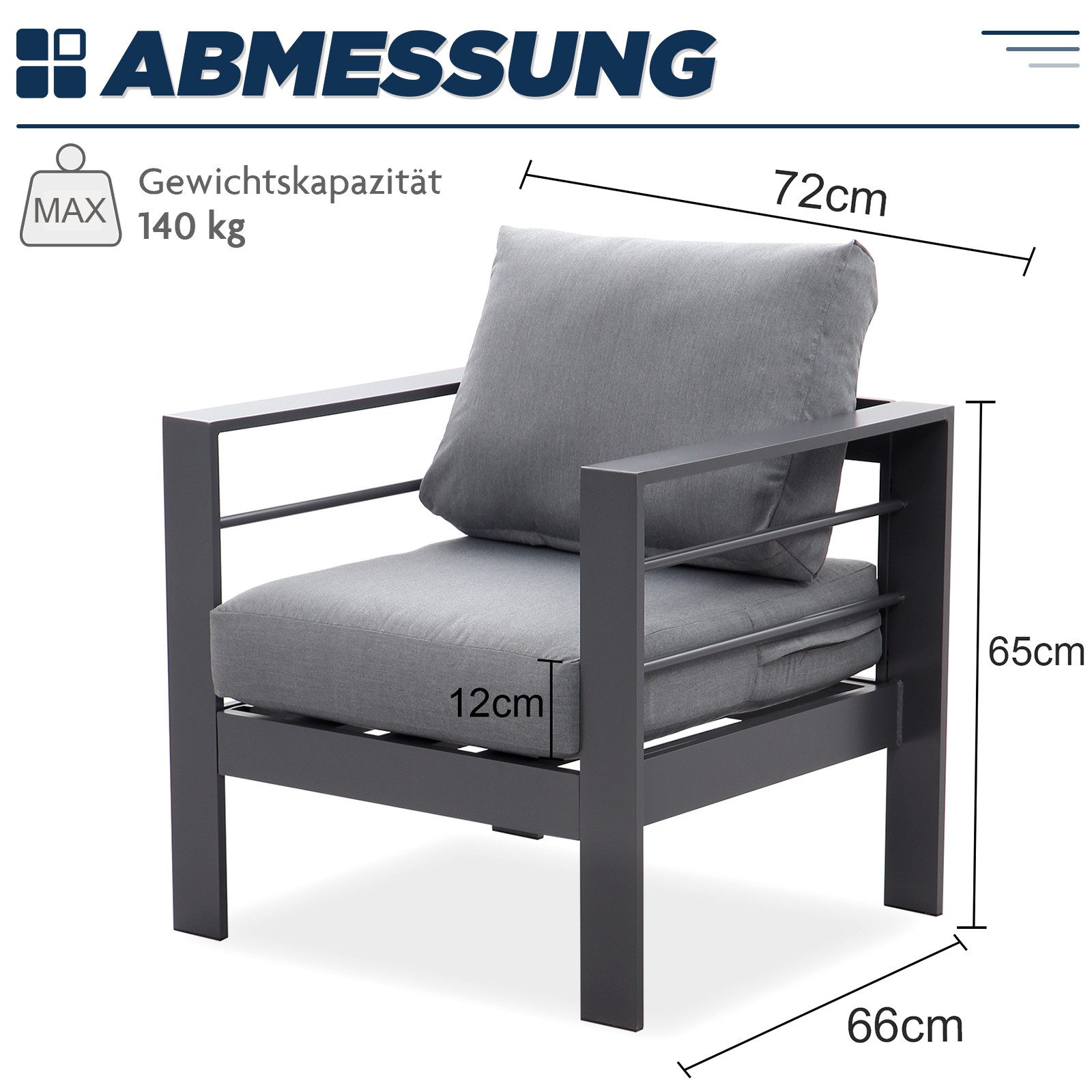 MeXo Gartenlounge-Set Gartenmöbel Set Aluminium Loungeset günstig online kaufen