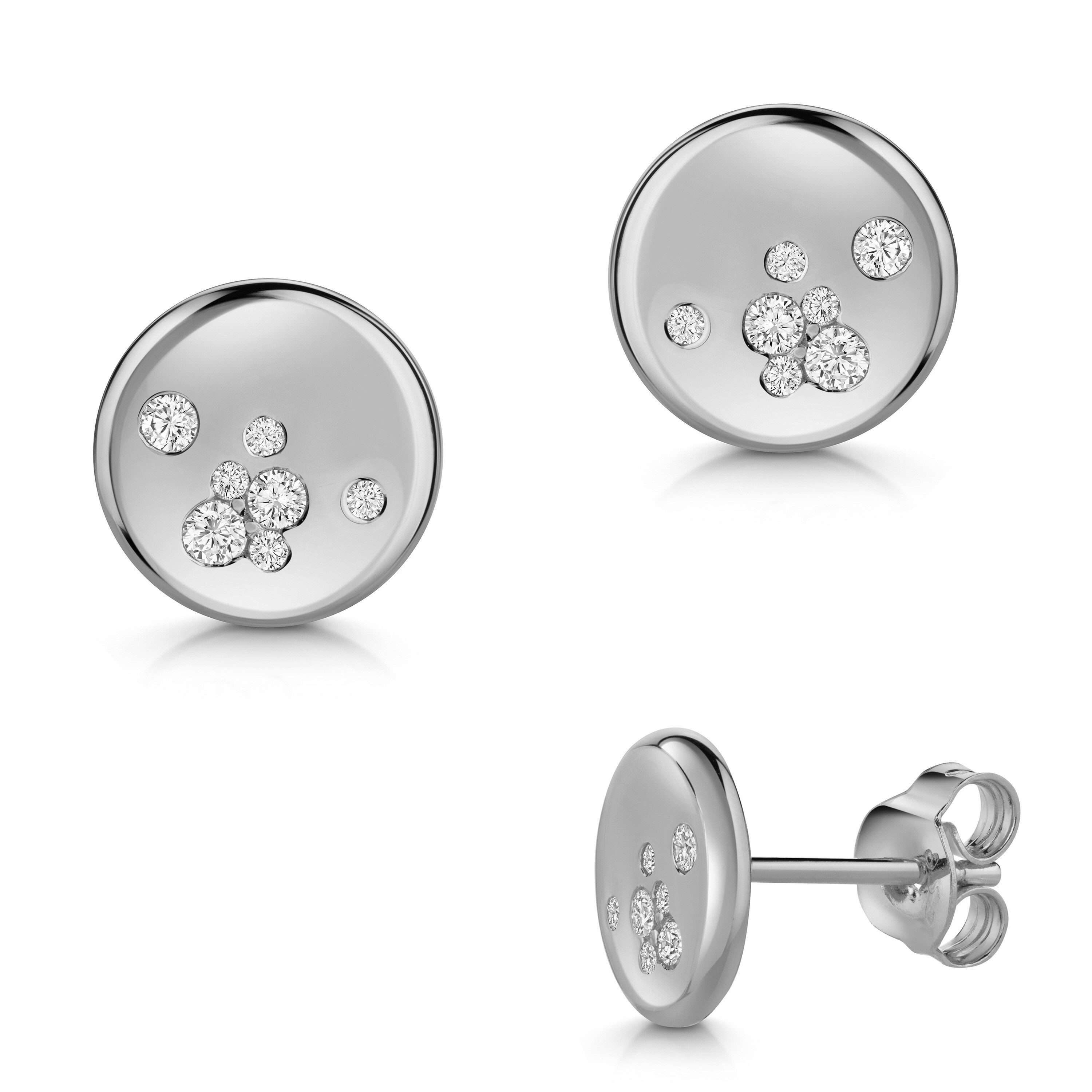 Firetti Paar Ohrstecker Schmuck Geschenk Silber 925 Ohrschmuck Ohrringe Kreis rund, Made in Germany - mit Zirkonia (synth)