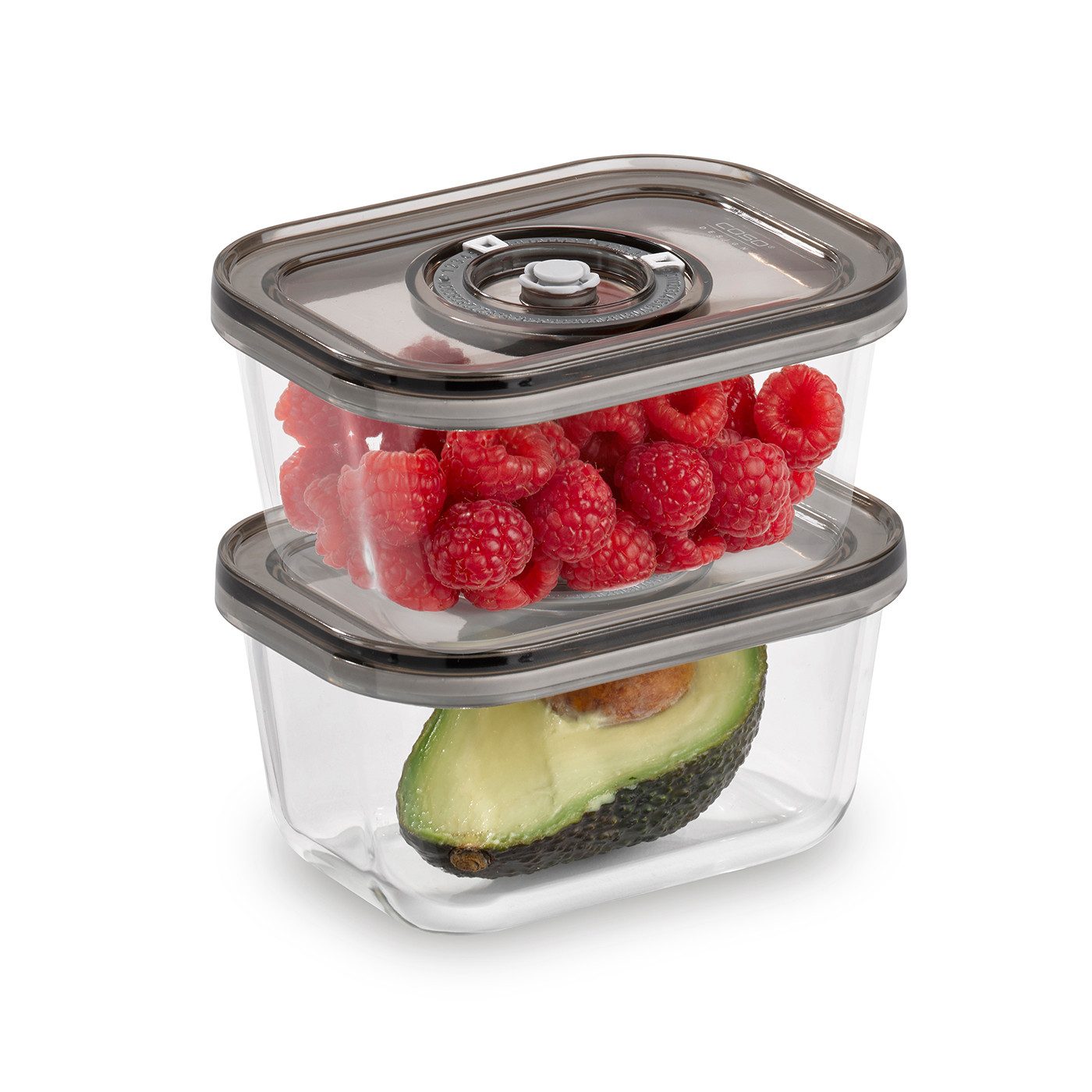 Caso Vakuumbehälter VacuBoxx Eco-Duo S, Frischebehälter aus Borosilikatglas mit SAN-Deckel