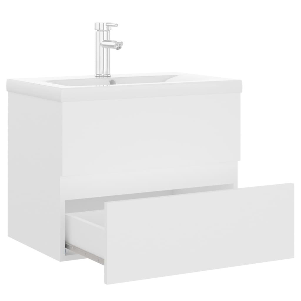 vidaXL Waschbeckenunterschrank Einbaubecken Weiß mit Holzwerkstoff Badezimmerspiegelschrank (1-St)