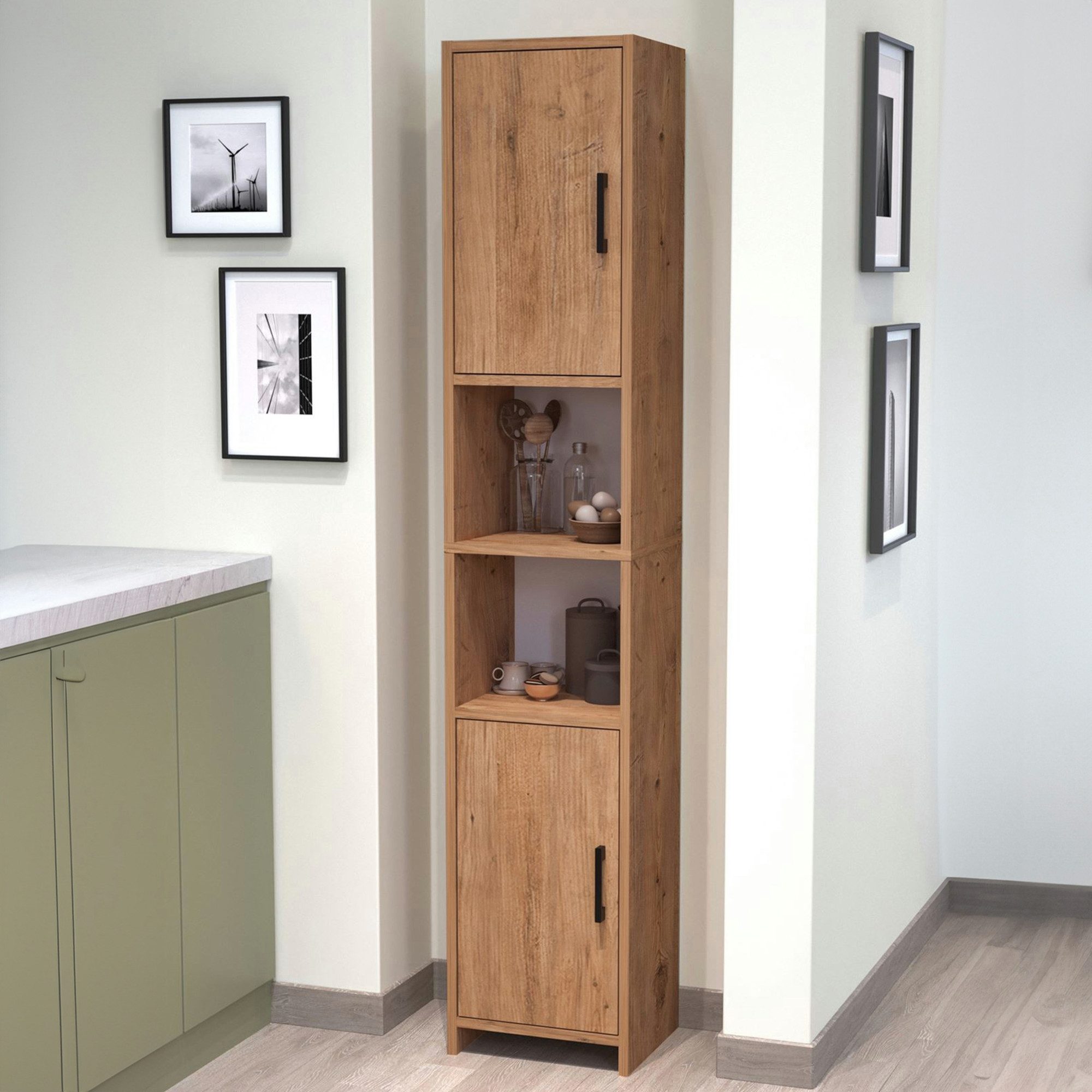 en.casa Hochschrank »Rautrina« mit 2 Türen und 6 Fächern 180 x 35 x 30 cm E günstig online kaufen
