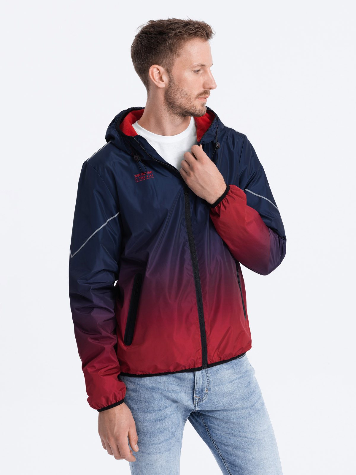 OMBRE Trainingsjacke Herren Sportjacke mit Reflektoren - türkis und limettengrün