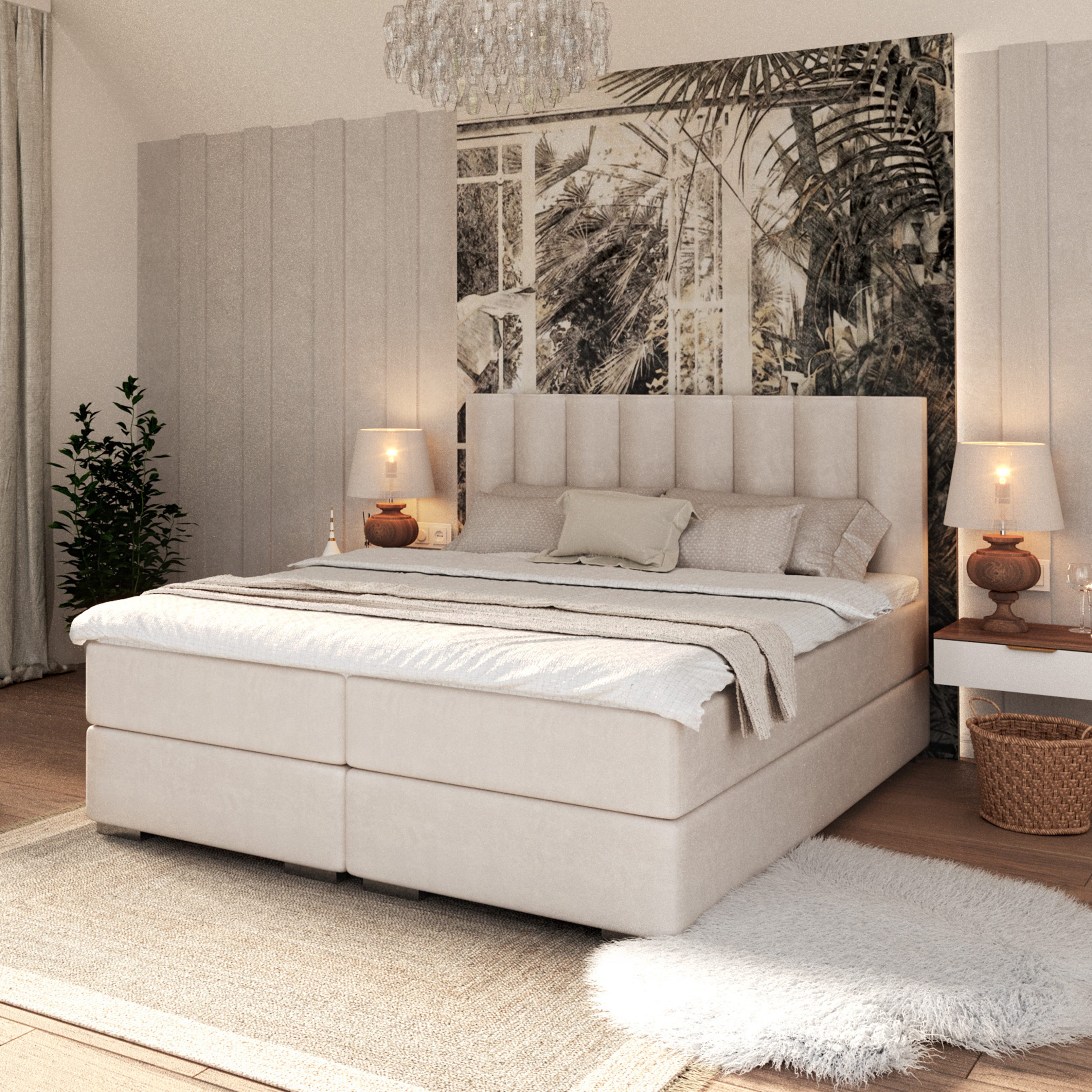 FDM Boxspringbett HEBRON Boxspring Komplettbett Polsterbett Trinity Federke günstig online kaufen