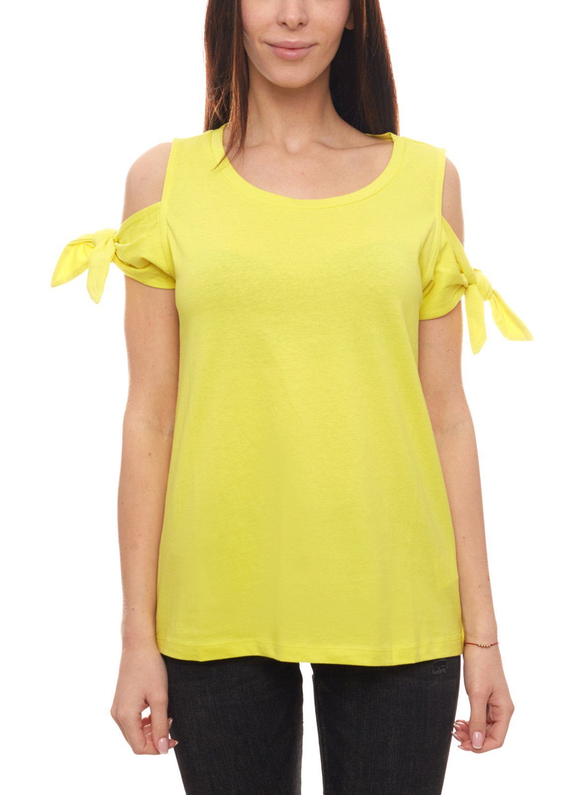 Heine Rundhalsshirt »heine Shirt Party-Shirt modisches Damen T-Shirt mit  Schleifendetails und Cut-Outs Freizeit-Shirt Gelb« online kaufen | OTTO