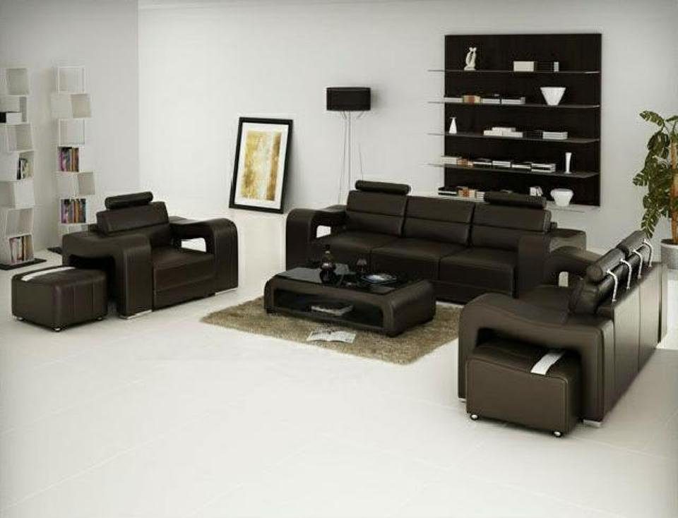 JVmoebel Sofa Designer Ledersofa Sofagarnitur Garnitur 3+2+1 Set, Made in Europe