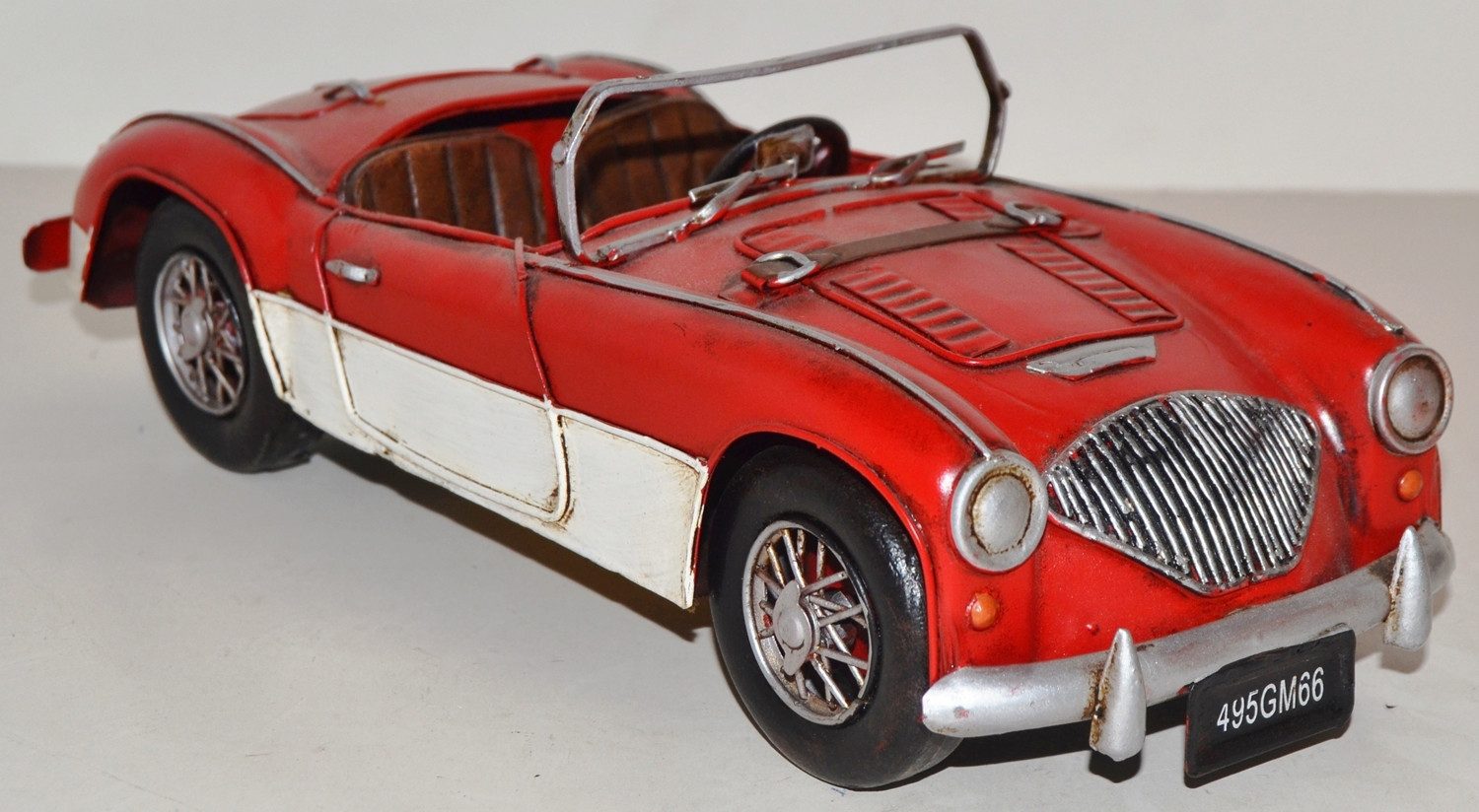 JS GartenDeko Modellauto Blechauto Oldtimer Austin Healey Cabrio Sportwagen L 28 cm