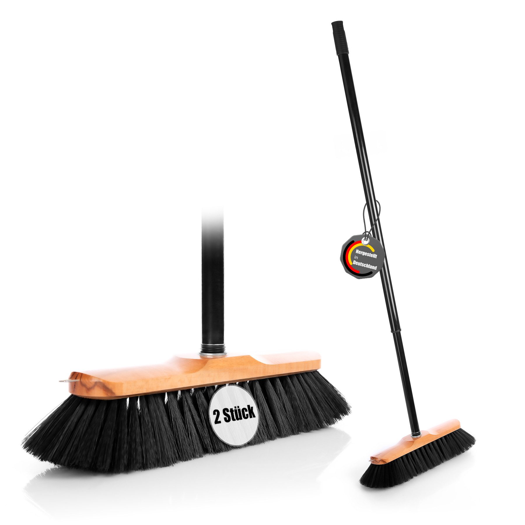 BigDean Kehrgarnitur 2 Stück Zimmerbesen mit Stiel 150 cm ausziehbar mit Rosshaar Borsten, (2-tlg)