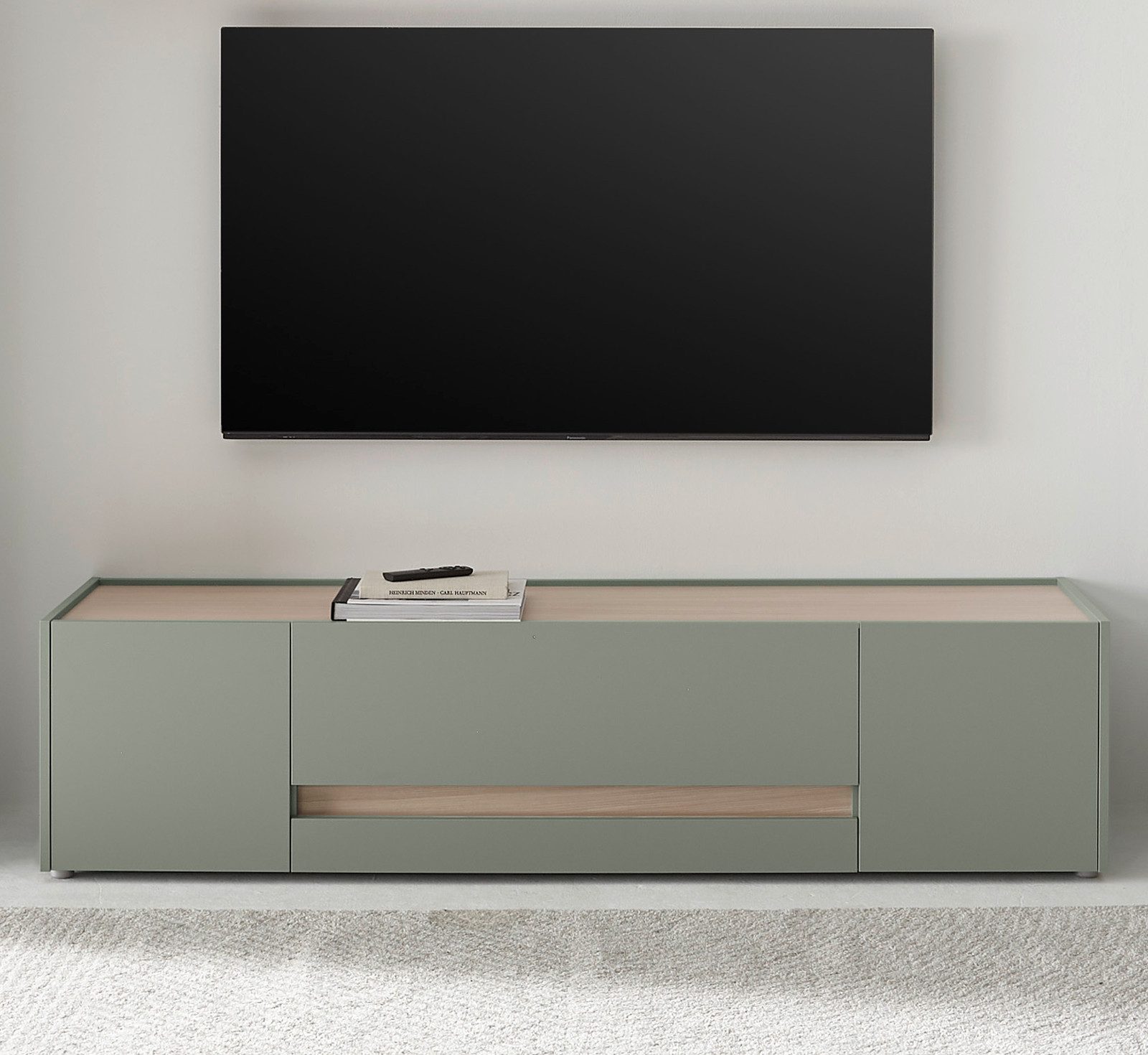 Furn.Design Lowboard Center (Flat TV Unterschrank in Salbei Grün mit Eiche, günstig online kaufen