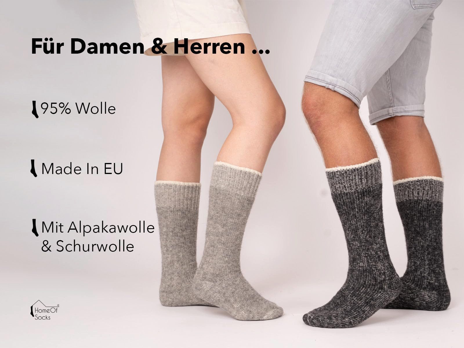HomeOfSocks Kniestrümpfe Kniestrumpf 95% Wolle mit Alpakawolle Warm Extra dicke und strapazierfähige Kniestrümpfe 95% Wolle Alpakawolle – Bild 5 von 5