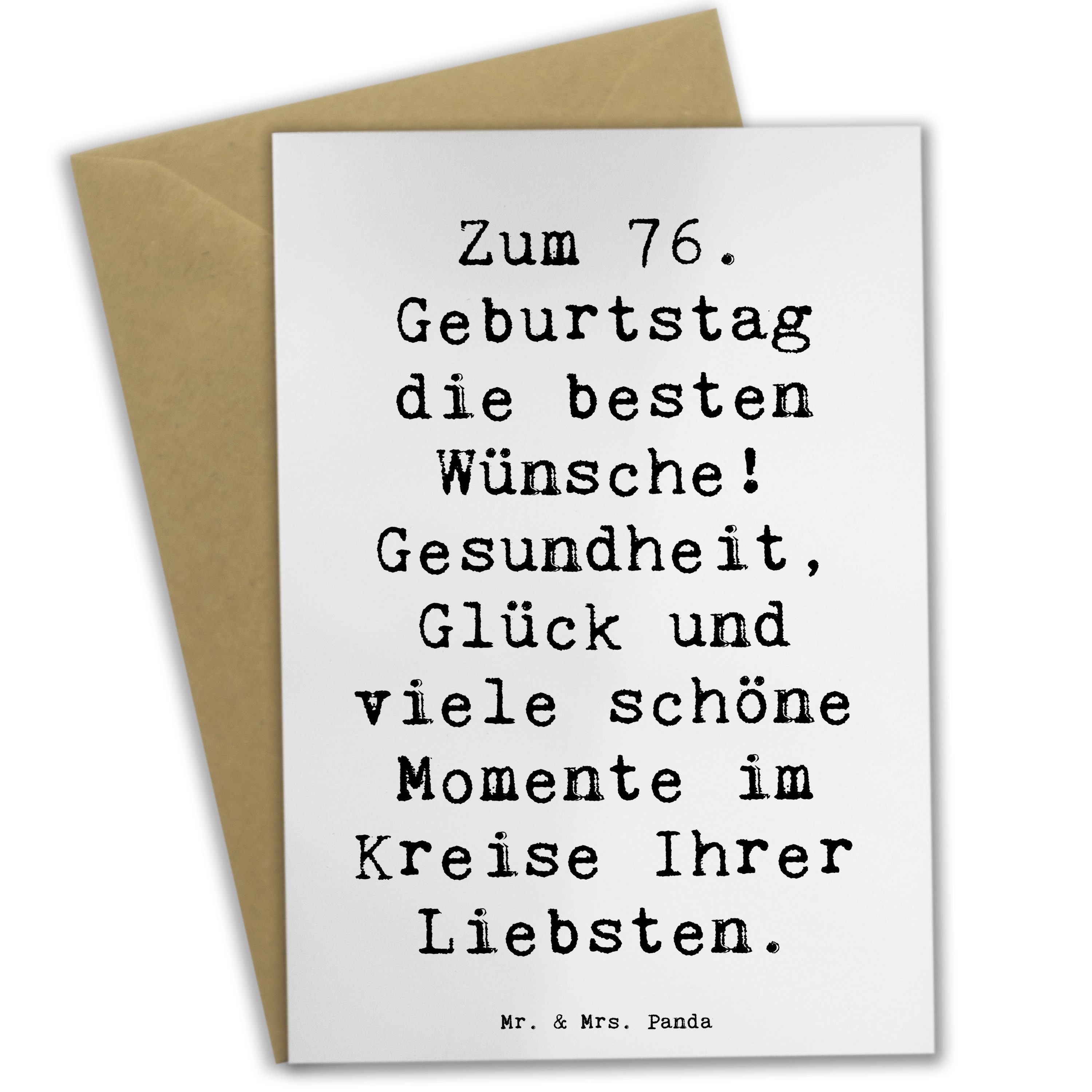 Grußkarte Spruch 76. Geburtstag - Weiß - Geschenk, Glück, Feiern, Alter, Geburt