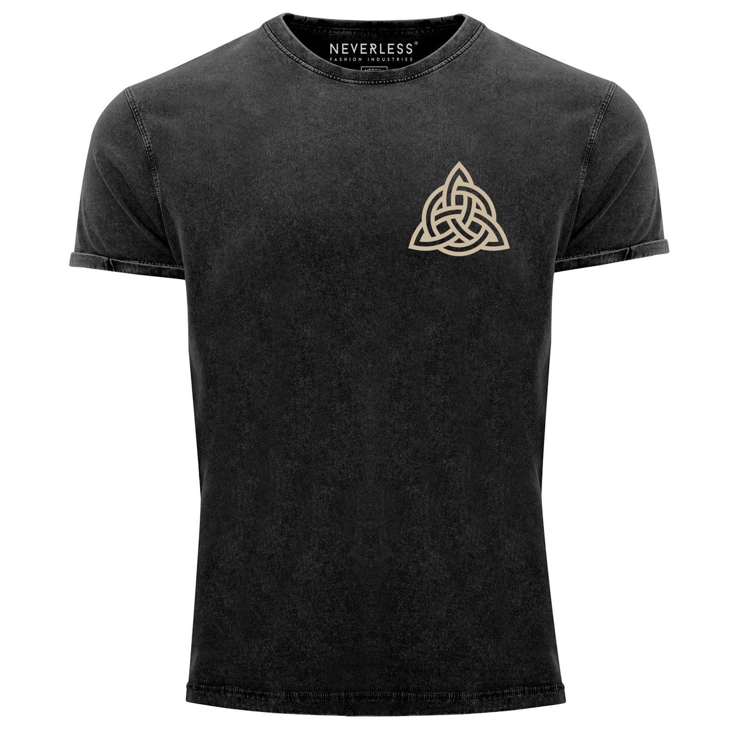 Neverless Print-Shirt Herren Vintage-Shirt Aufdruck Logo Wikinger nordische Mythologie mit Print