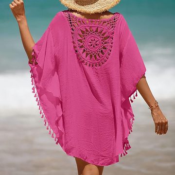 BlauWave Dirndl Strandkleid Damen Rundhals Badeanzug Bikini Cover-Ups Strandurlaub (1-tlg) Einfarbiges Spleißen