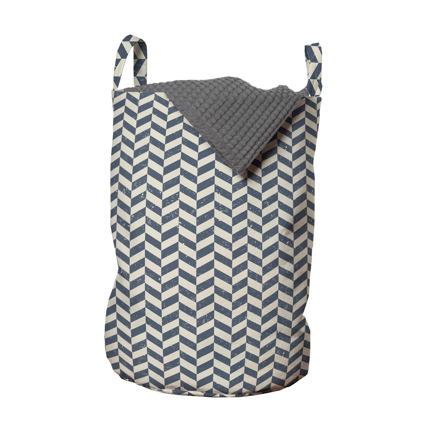 Abakuhaus Wäschesäckchen Wäschekorb mit Griffen Kordelzugverschluss für Waschsalons, Winkel Grunge Geometric Zigzag