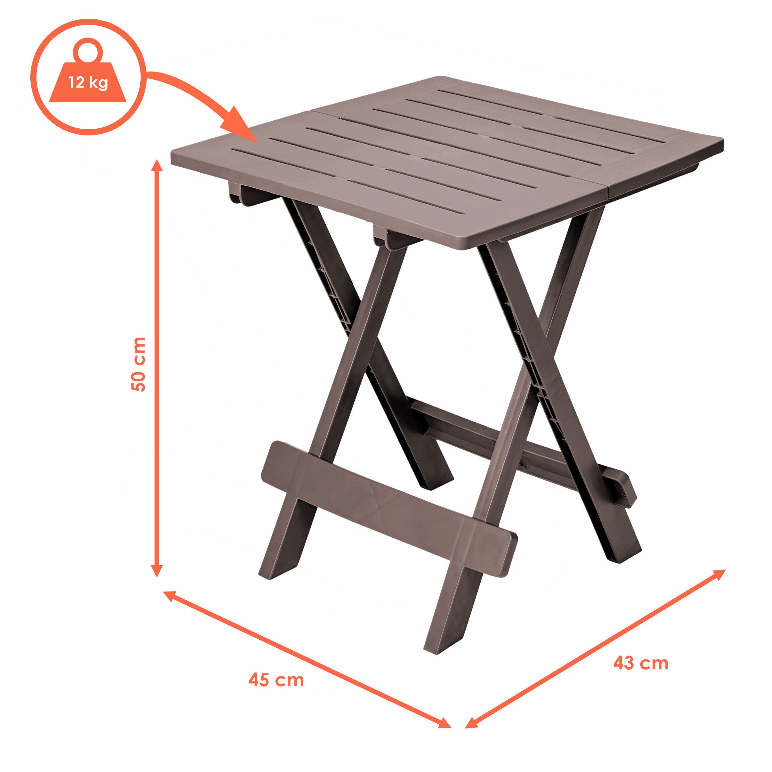 Spetebo Gartentisch Kunstoff Klapptisch ADIGE - braun (Stück, 1-St., Kunststoff Tisch), Garten Beistelltisch klappbar