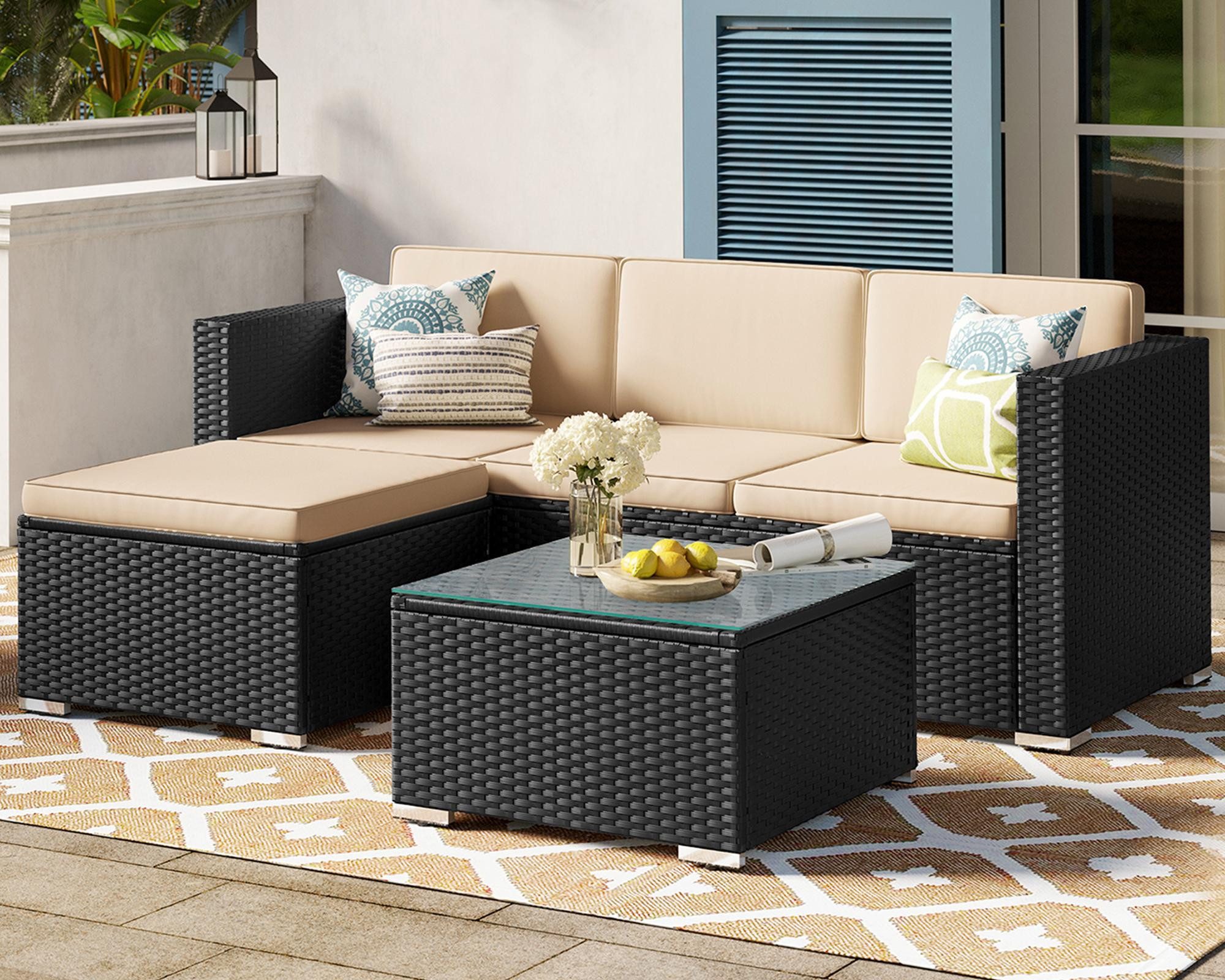 SONGMICS Gartenlounge-Set, (5-tlg., 1 Ecksofa, 1 günstig online kaufen