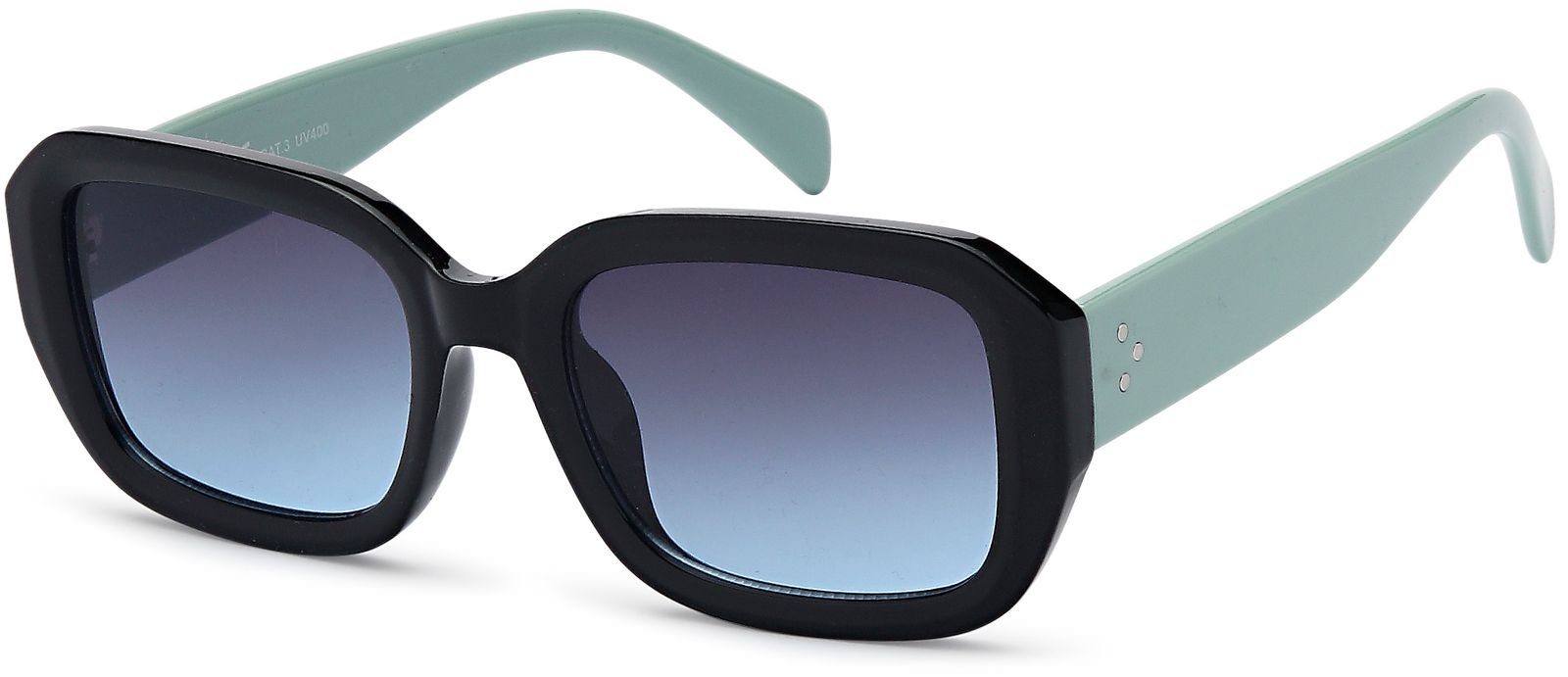 styleBREAKER Sonnenbrille Gestell Glas (1-St) / Schwarz-Hellblau Getönt Verlauf Grau