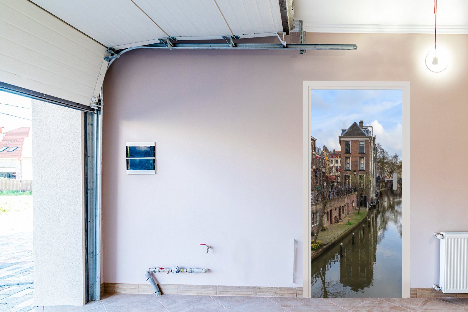 - Türtapete MuchoWow St), für Kanal, Architektur - cm bedruckt, Matt, Tür, 75x205 Utrecht Türaufkleber, Fototapete (1