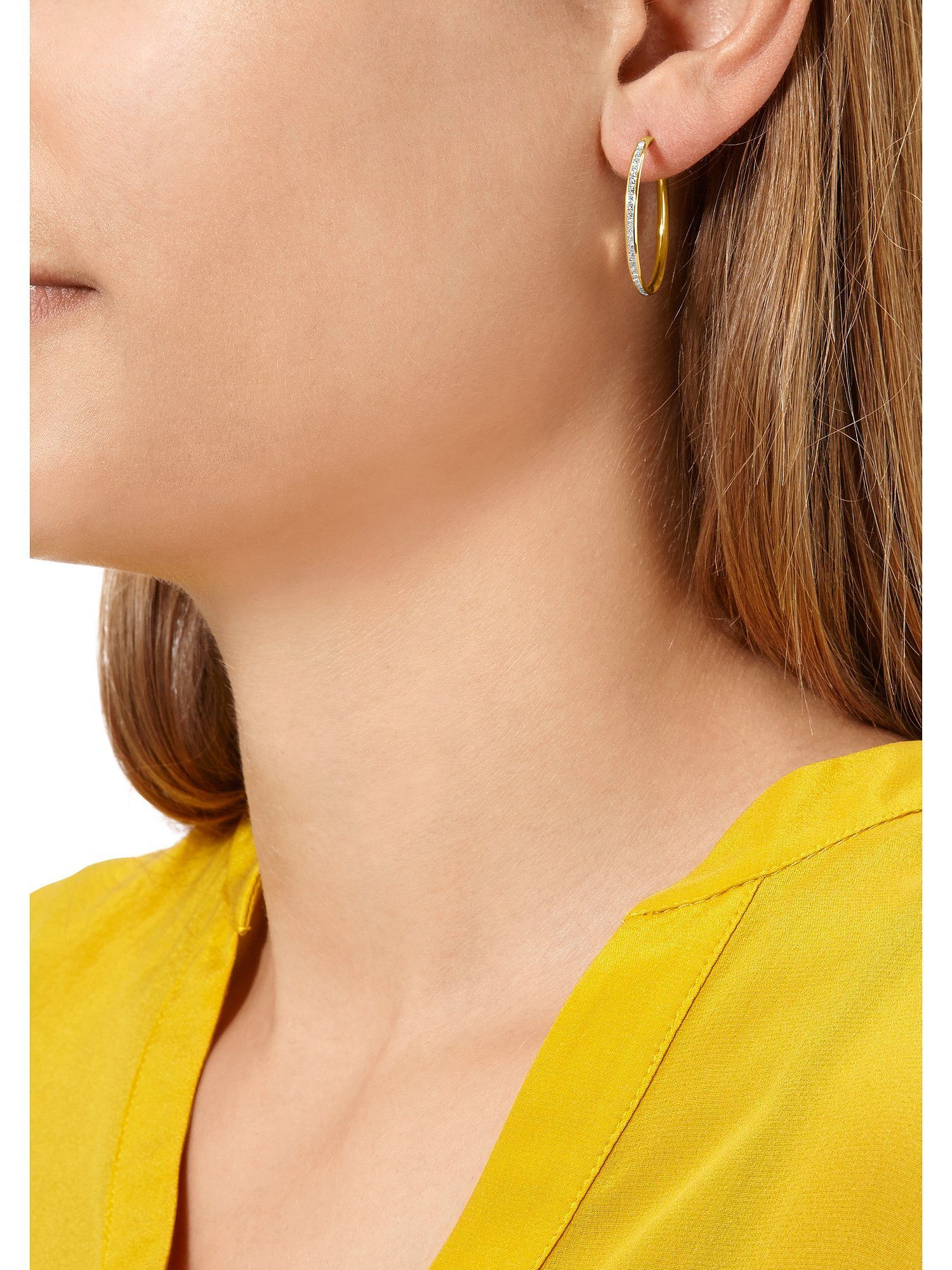 FAVS Paar Creolen FAVS Damen-Creolen 375er Gelbgold 90 Zirkonia (Paar)