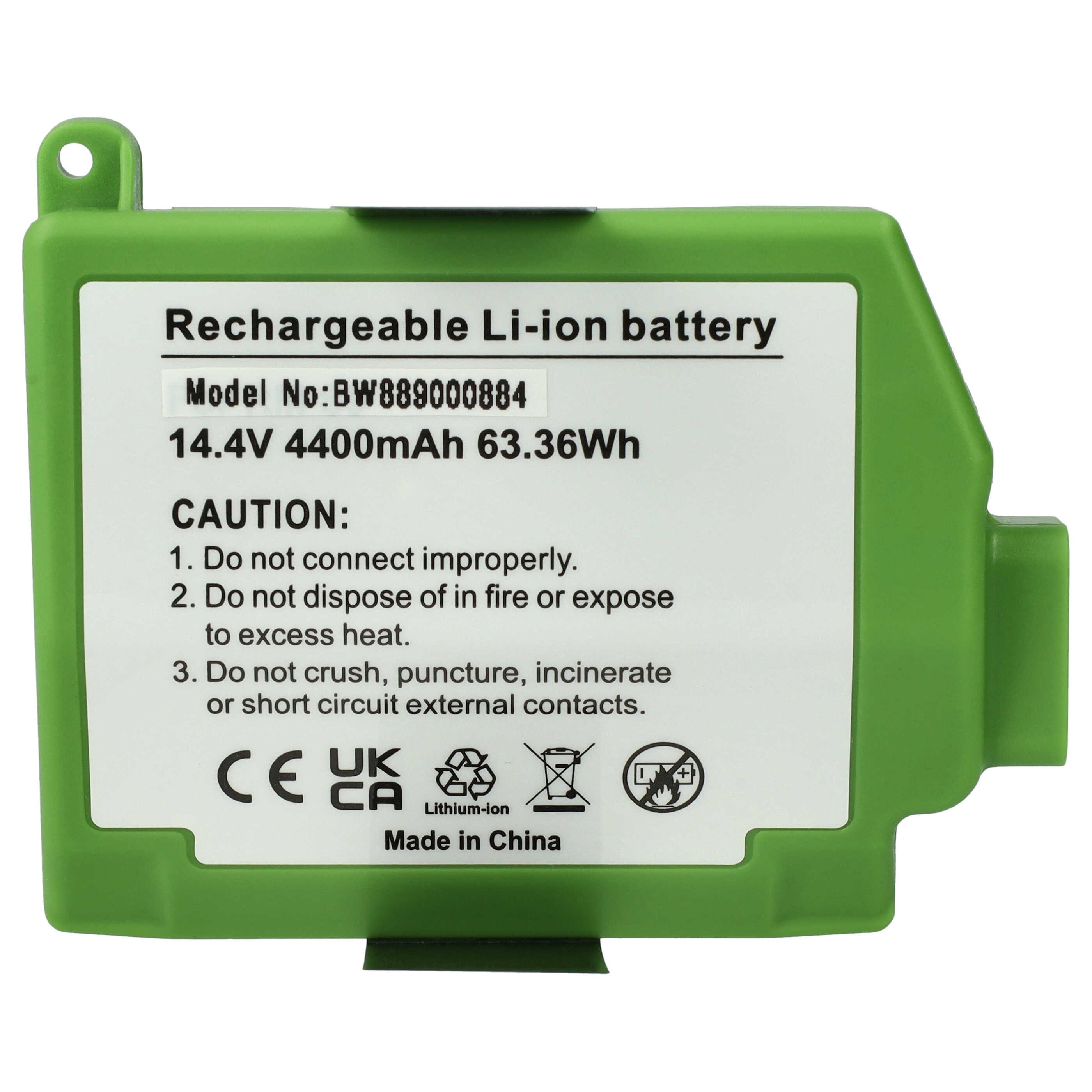 vhbw Akku Ersatz für Roomba ABL-B, 4INR19/65-2 für Saugroboter (4400 mAh, Staubsauger-Akku Akku Li-Ion 4400 mAh (14,4 V, 1 St), Leistungsfähiger Austausch-Akku für Ihren Saugroboter