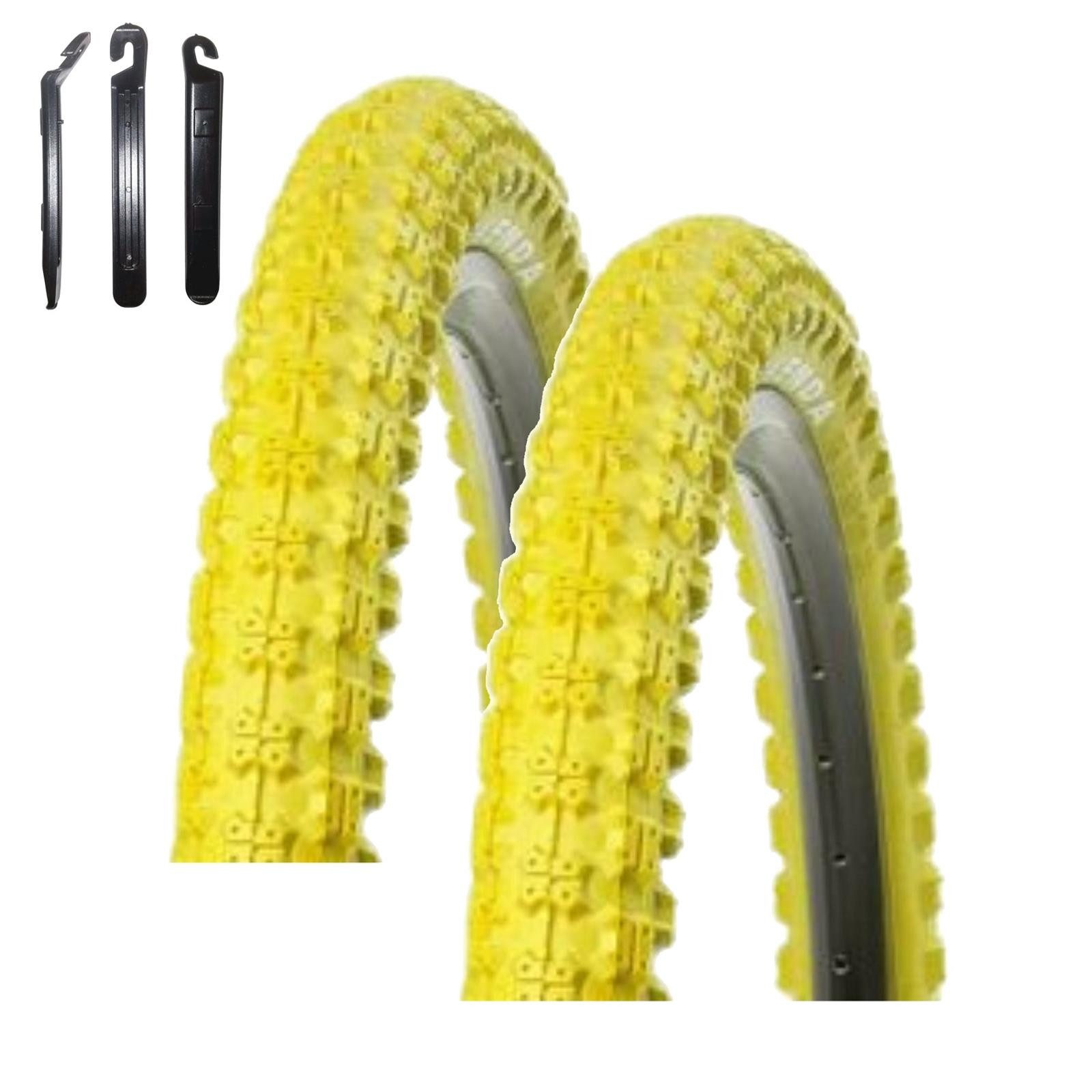 maxxi4you Fahrradreifen 2 x Kenda K-50 BMX 20 x 2,125 (57-406) Gelb inkl. Reifenheber