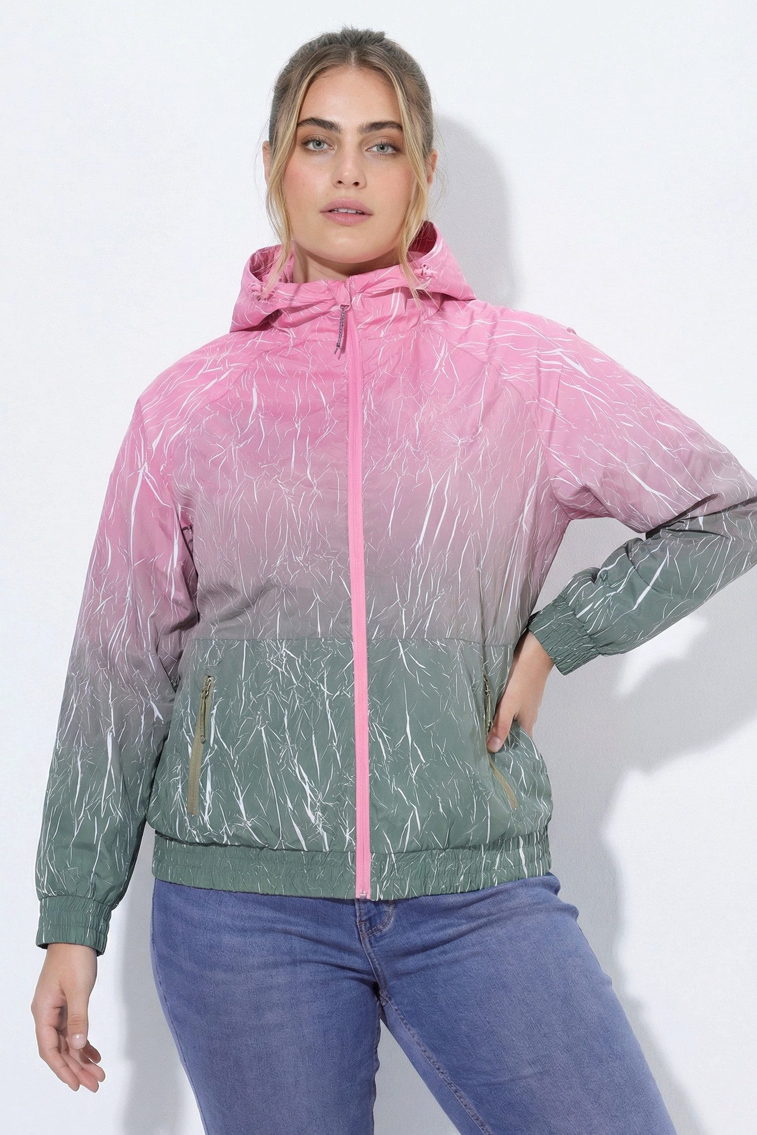 Ulla Popken Funktionsjacke Funktionsjacke Farbverlauf Kapuze wasserabweisend