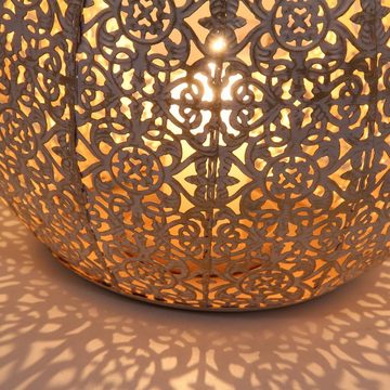 Casa Moro Kerzenlaterne Orientalisches Windlicht Omnia L Höhe 45cm in Shabby Chic Weiß Gold (Kerzenhalter hängend & stehend, Marokkanische Eid Laterne), Große Ramadan Tischlaterne für Weihnachten, IRL2020