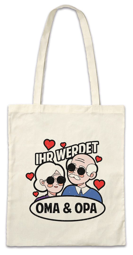 Urban Backwoods Beuteltasche Ihr Werdet Oma und Opa Stofftasche Opi Großvater Omi GroßmutterBaby (1-tlg), Großeltern Familie Nachwuchs