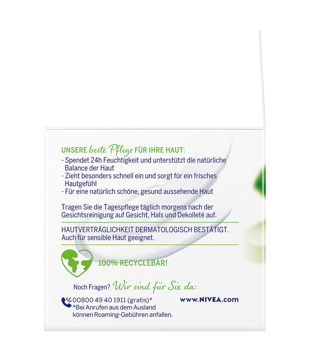 Nivea Tagescreme Natural Balance feuchtigkeitsspendend 24h Feuchtigkeit 2 x 50ml, 2-tlg., Aloe Vera, Jojobaöl, Mandelöl