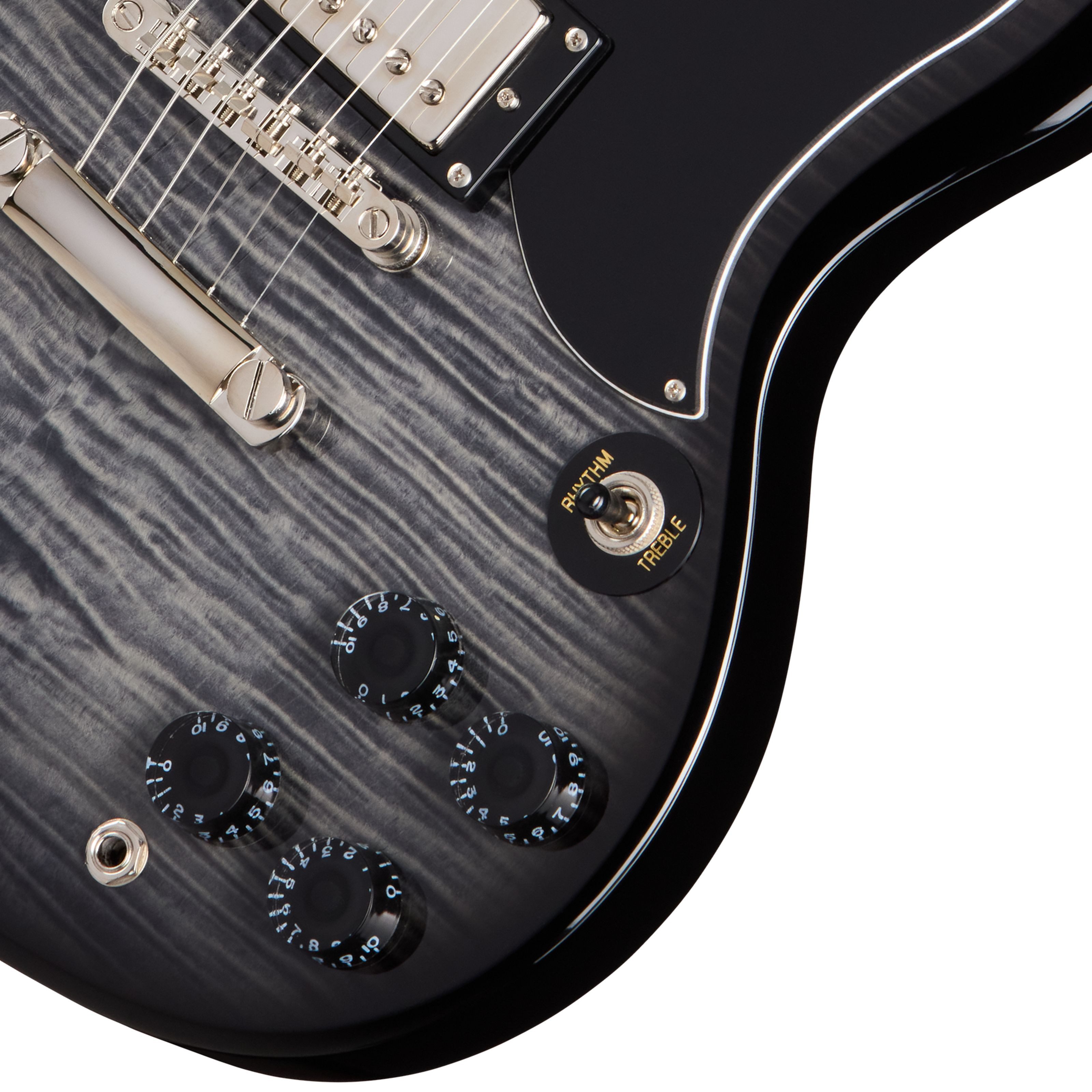 Epiphone E-Gitarre, E-Gitarren, Double Cut Modelle, SG Tribute Plus Ebony Burst - Double Cut Modelle