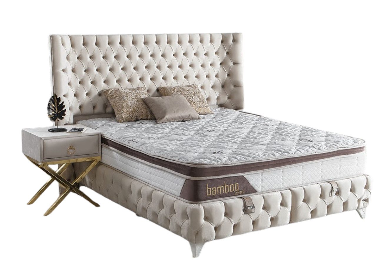 Villa Möbel Boxspringbett La More (Bett Set (mit Matratze), Liegefläche 90x200), Bettkasten mit XXL Stauraum und Gasdruckfedern für einfache Handhabung