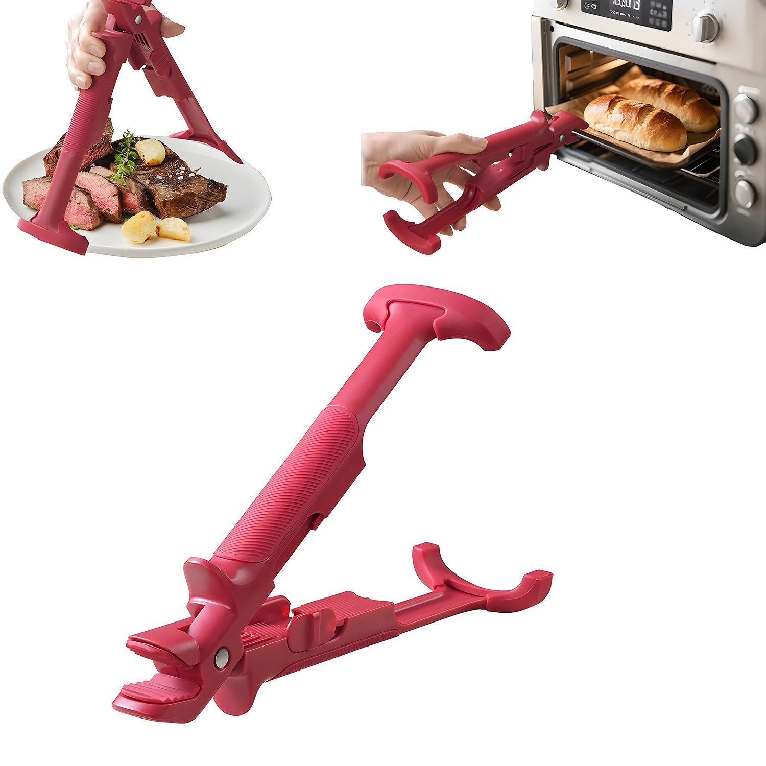 SURFOU Servierzange 2 in 1 Anti Heiße Klemmen Schüssel Clip Verbrühungs-Clip, Geschirrzange Küchenzange Anti-Hot Dish Gripper Mit Rutschfestem