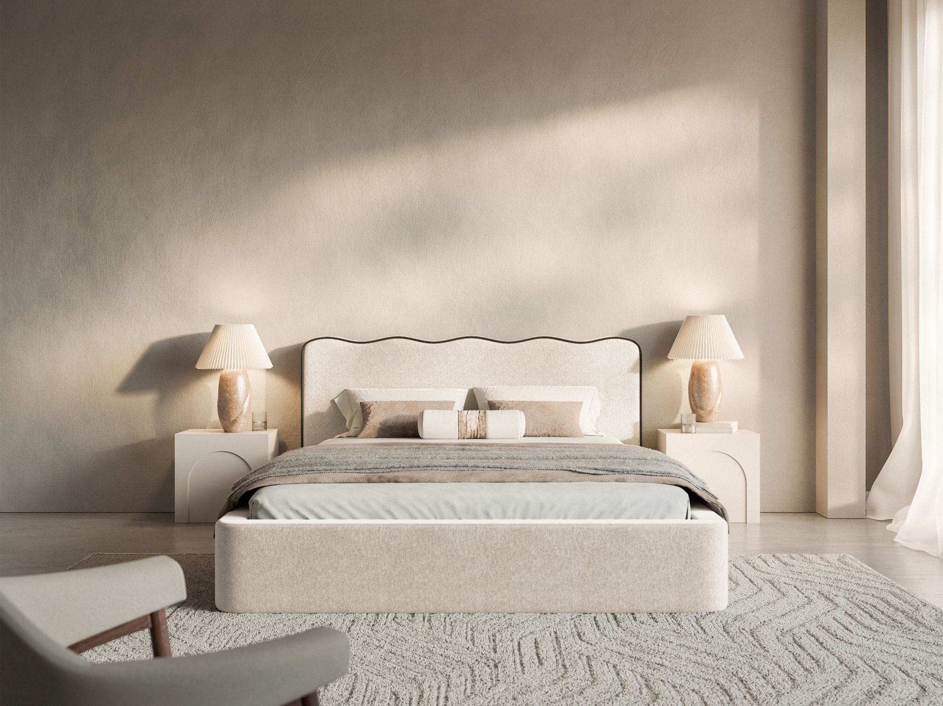 Selsey Polsterbett DUNEY, Polsterbett Samt/Strukturstoff, geschwungenes Kop günstig online kaufen