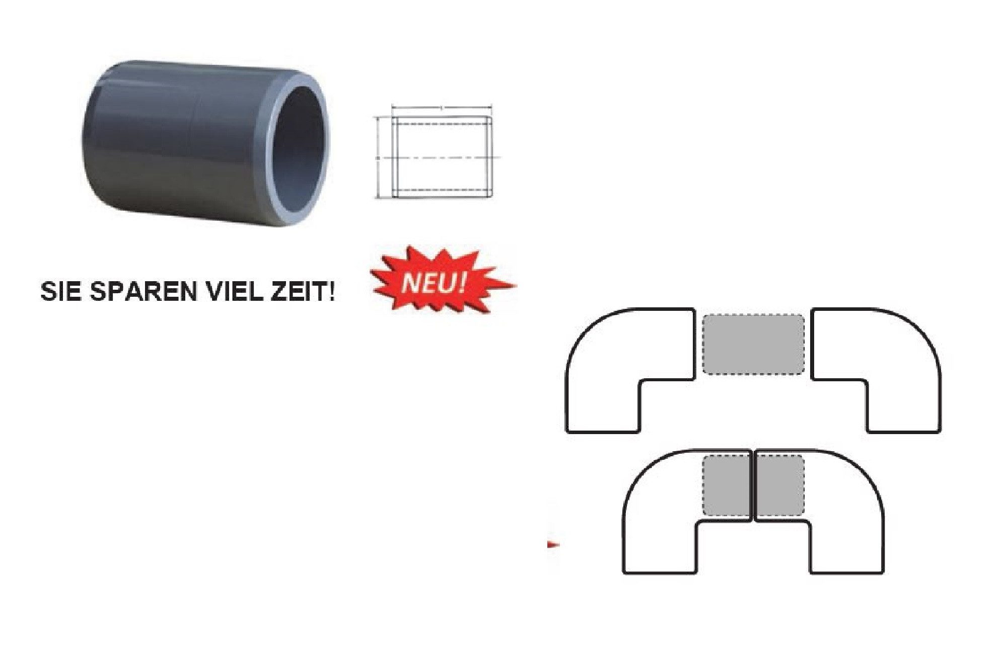 Thumbnail - Cepex Wasserrohr Cepex 40 mm PVC Verbindungsstück für PVC Rohr Fittings