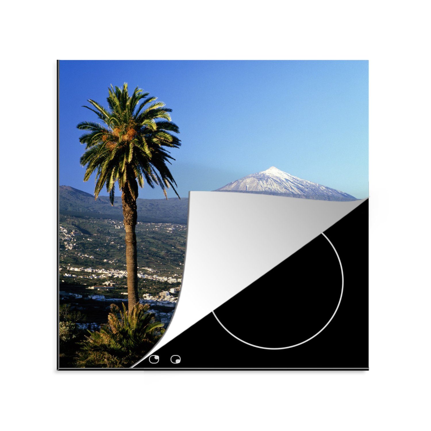 MuchoWow Herdblende-/Abdeckplatte Orotava mit Blick auf den Vulkan El Teide auf Teneriffa, Vinyl, (1 tlg), 78x78 cm, Ceranfeldabdeckung, Arbeitsplatte für küche