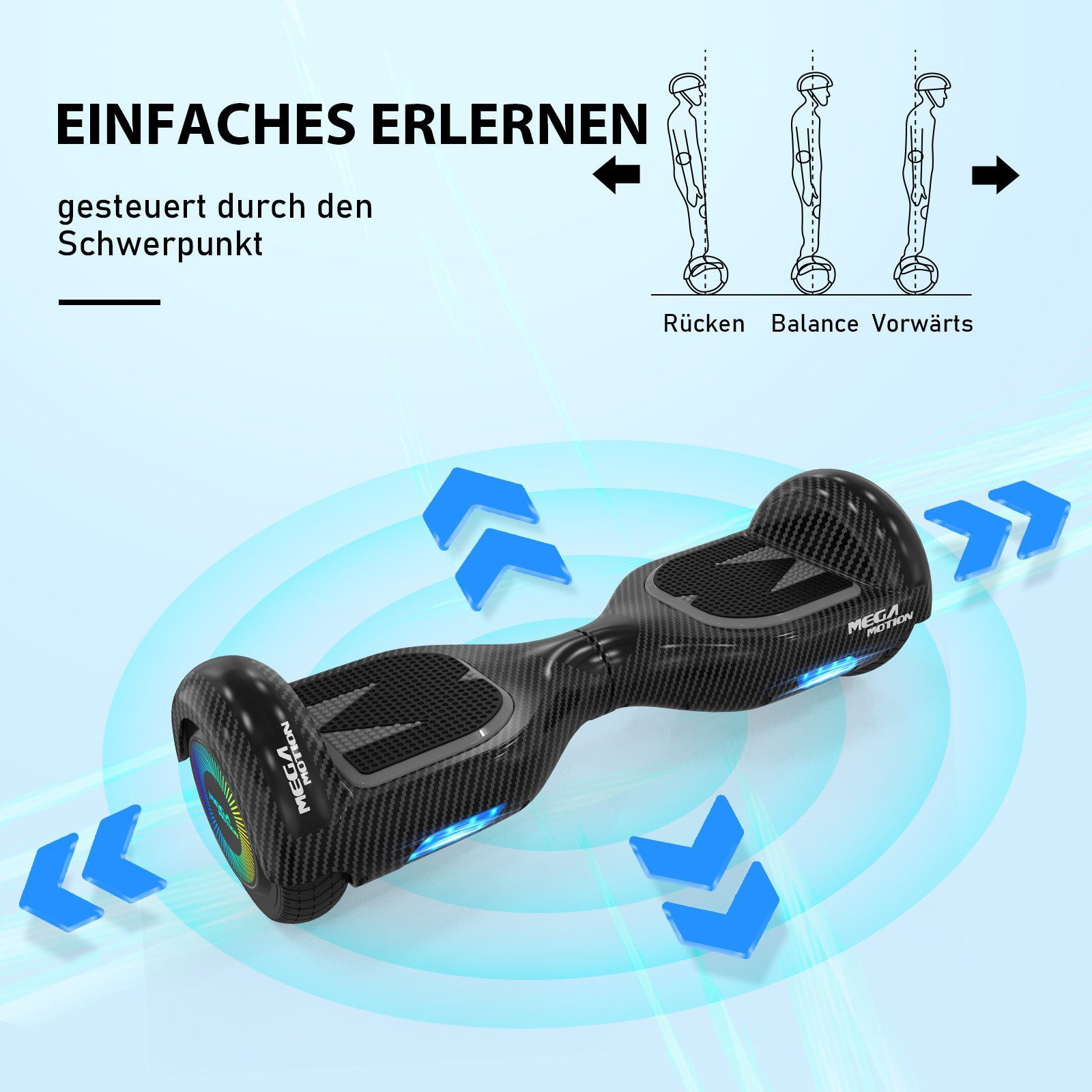 HITWAY Balance Scooter 6.5 Zoll Hoverboards Hoverkart Mit Sitz und Bluetooth und LED-Blitz, 15 km/h, mit einem Go-Kart können Sie mehr Spaß haben. – Bild 5 von 5