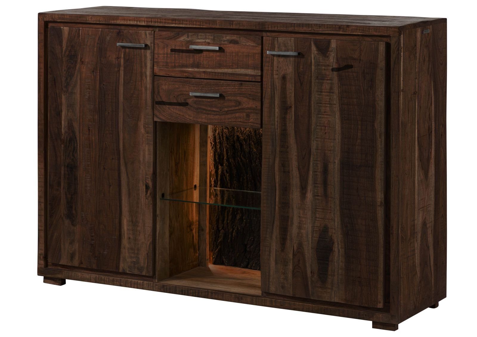 Massivmoebel24 Highboard (Highboard Akazie 145x40x101 dunkelbraun günstig online kaufen