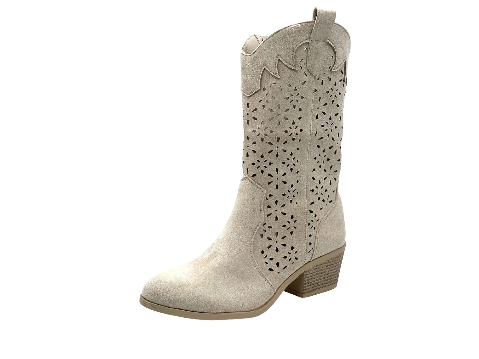 Nowaland Damen Sommerstiefel im modischen Cowboy-Stil Stiefel Seitlicher Reißverschluss-luftiges Cut-Out-Design-femininer Silhouette – Bild 5 von 5
