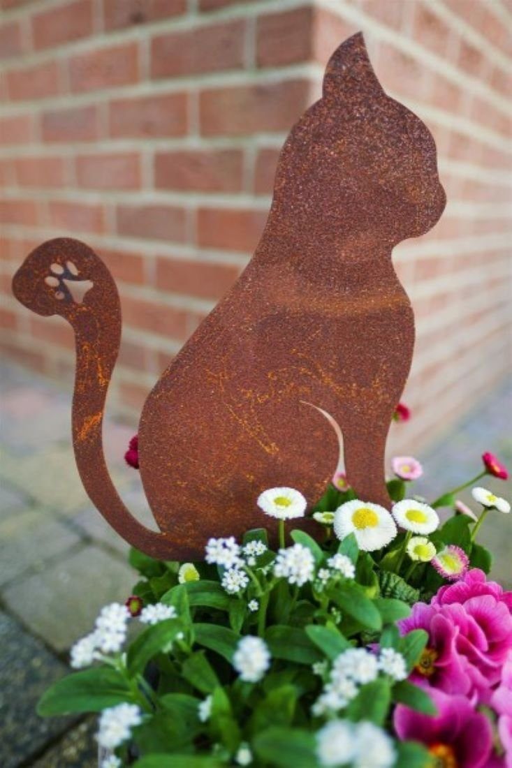 Lünemann Gartenfigur Dekostecker Katze - Edelrost, (1, 1 St., Edelrost)