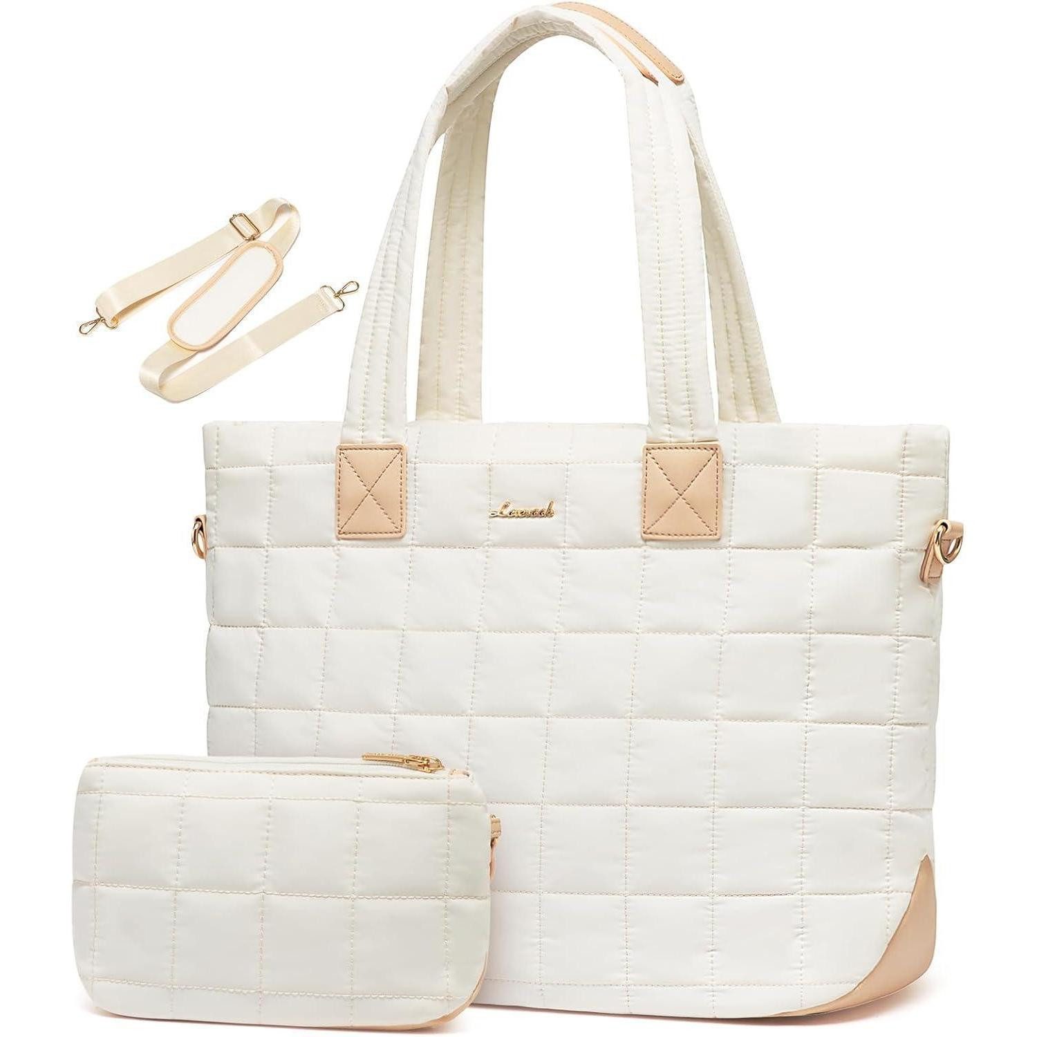 LuxusKollektion Laptoptasche Damen Laptoptasche 15,6 Zoll Arbeitstasche Schultertasche Beige