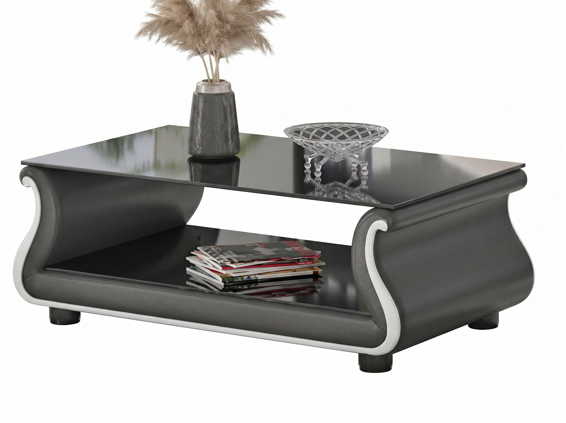 Xlmoebel Stehtisch Moderner Couchtisch in Schwarz-Weiß mit Glasoberfläche für, Made in Europa