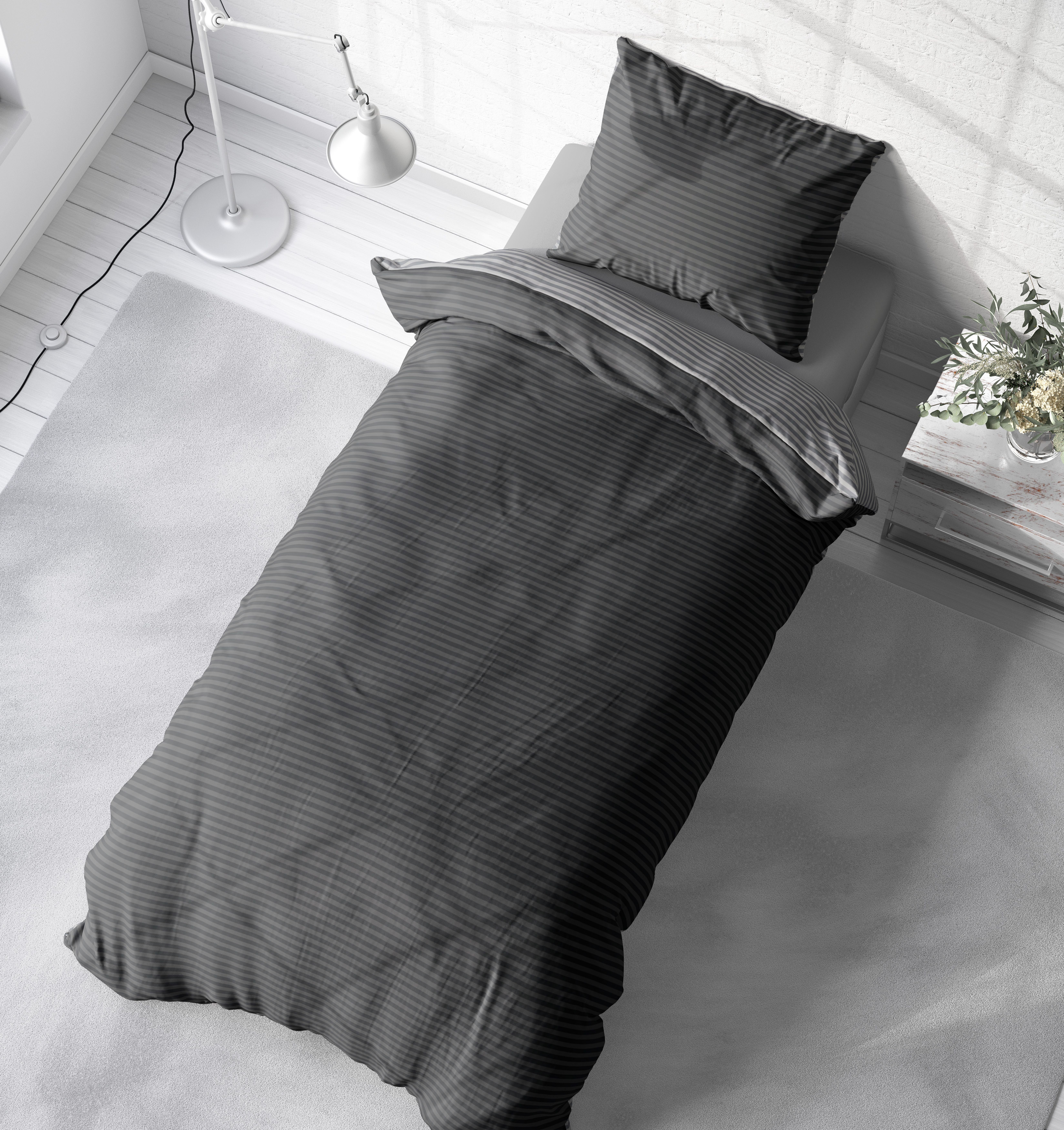 One Home Bettwäsche Wende Streifen, Renforcé, 2 teilig, gestreift und modern, Baumwolle Normalgröße