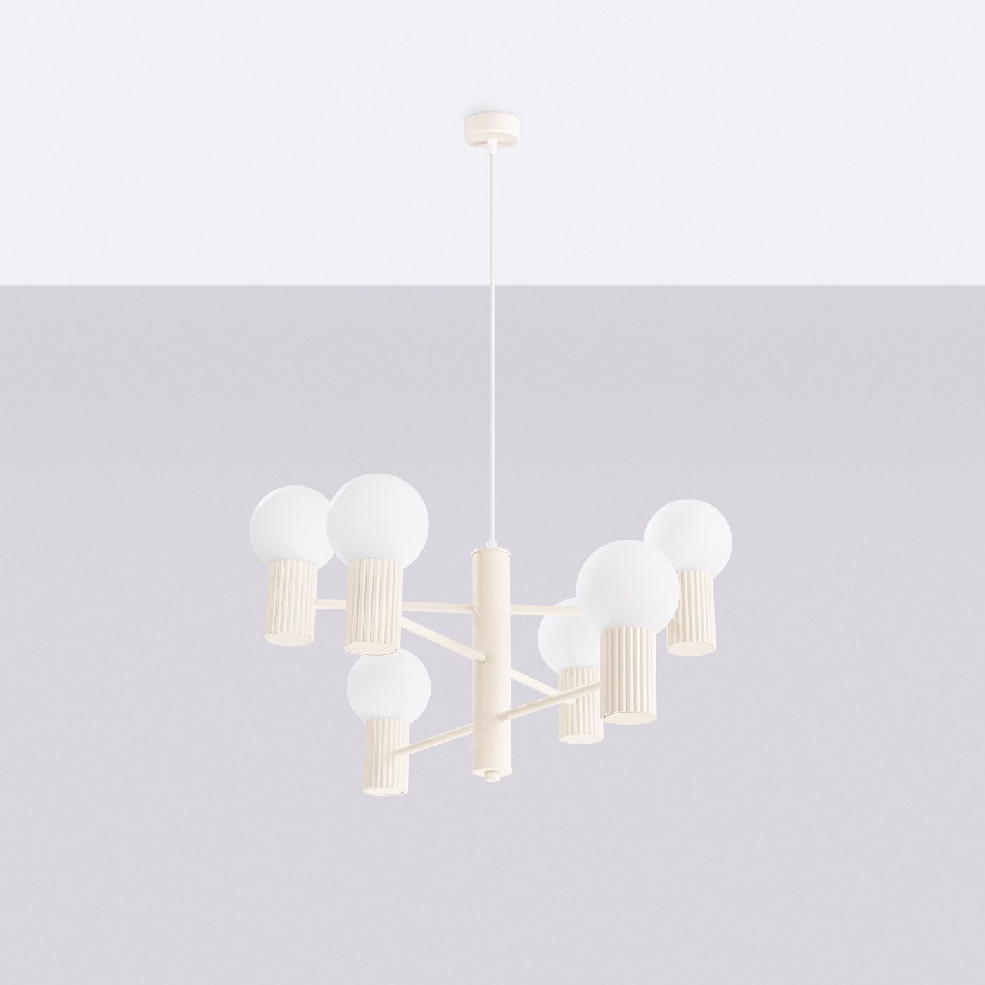 SOLLUX lighting Kronleuchter Kronleuchter Halo 6 Beige, Nicht enthalten