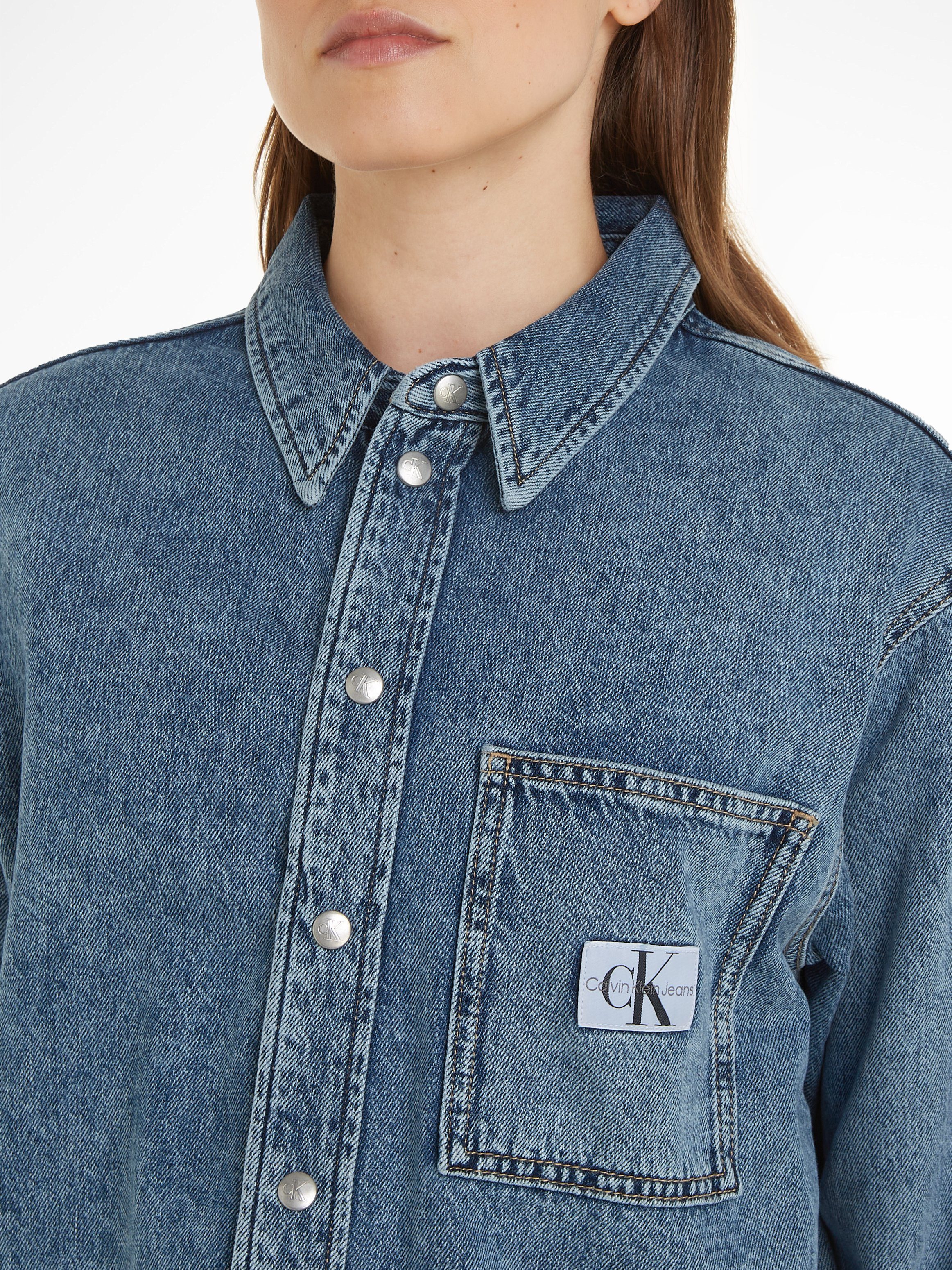 CROPPED Klein Jeans DENIM DAD SHIRT Jeansbluse Calvin