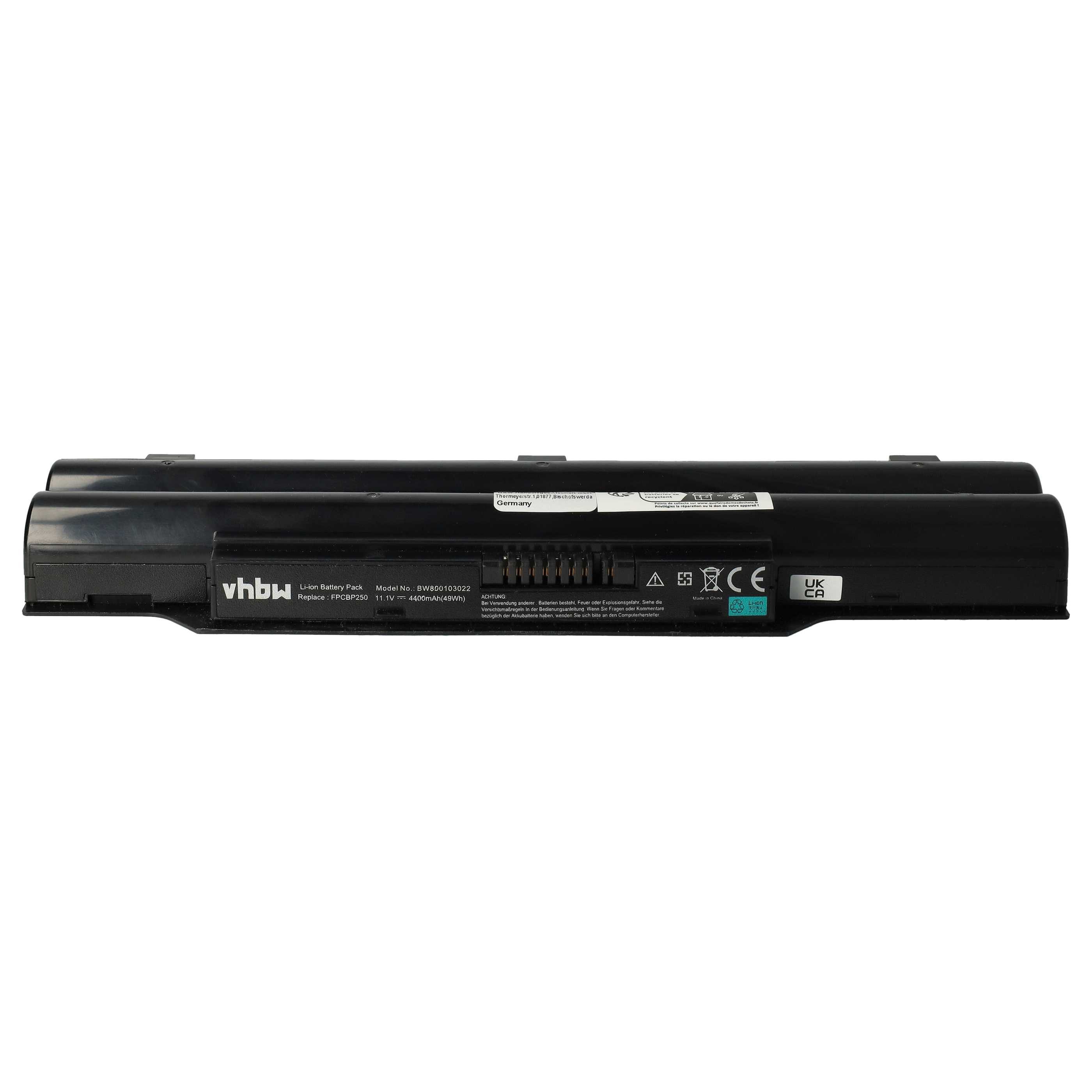 vhbw Akku passend für Fujitsu-Siemens LifeBook A531, A512, A530, AH530/3A, Laptop-Akku Akku Li-Ion 4400 mAh (11,1 V, 1 St), Leistungsfähiger Austausch-Akku für Notebook, Wiederaufladbar, Jede