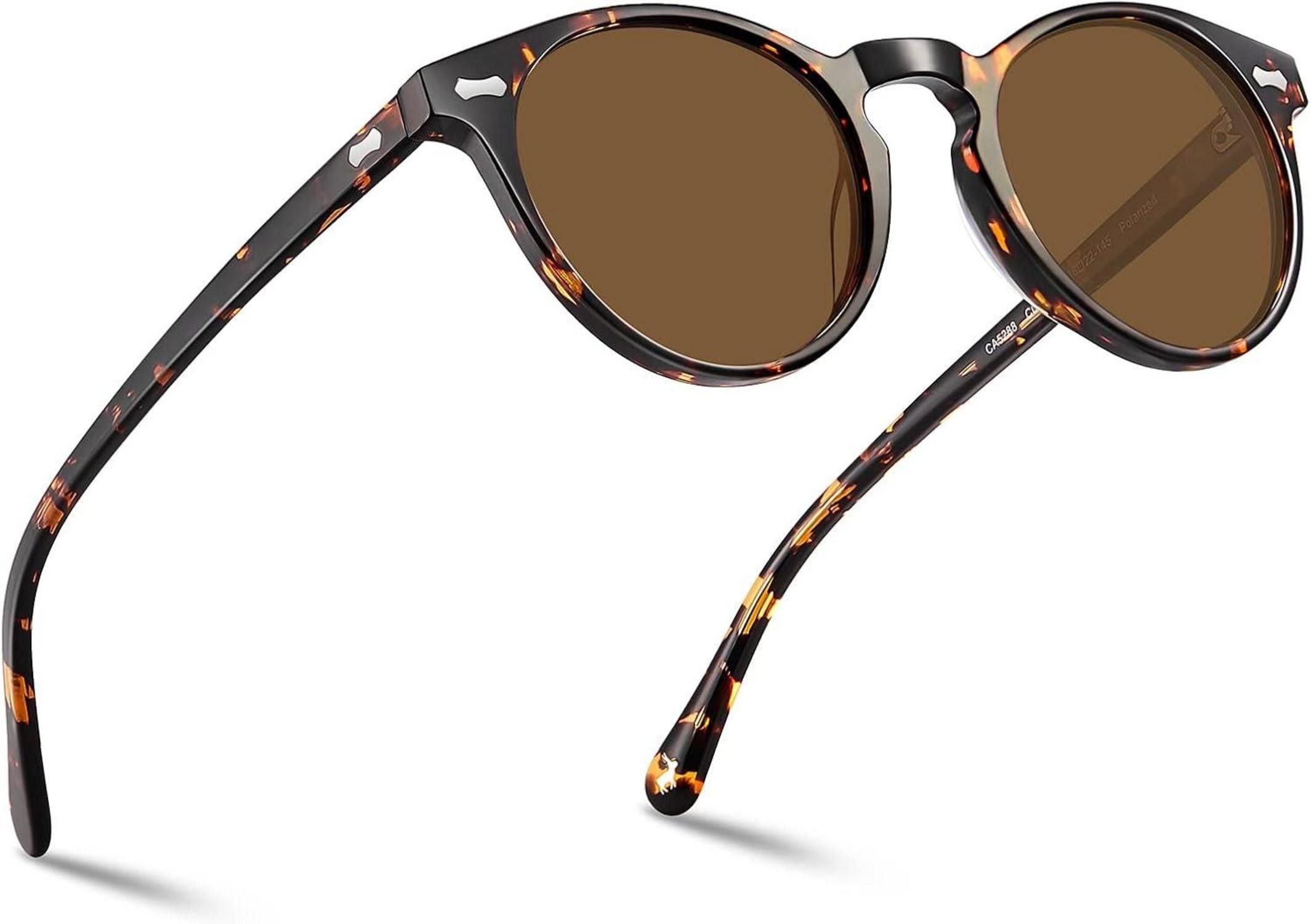 Retrosonnenbrille Polarisierte Sonnenbrille Herren Fahrenbrille Rund Schwarz mit Etui