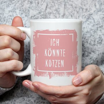 GRAVURZEILE Tasse mit Spruch - "Ich könnte Kotzen", Keramik, Farbe: Weiß