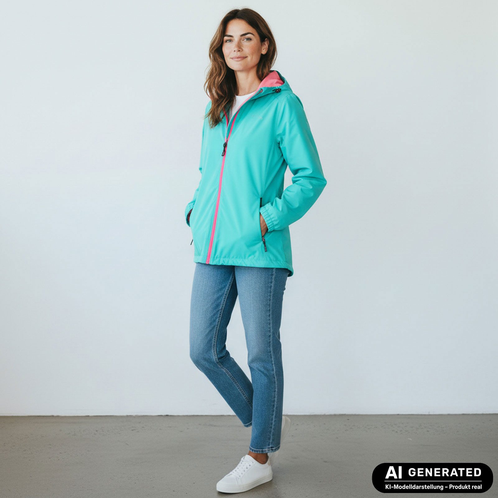 Dry Fashion Fahrradjacke Spiekeroog Damen Funktionsjacke - Regenjacke leicht & verstaubar Jacke Wasserdicht, Windicht, Atmungsaktiv, Kapuze mit Vorderschirm