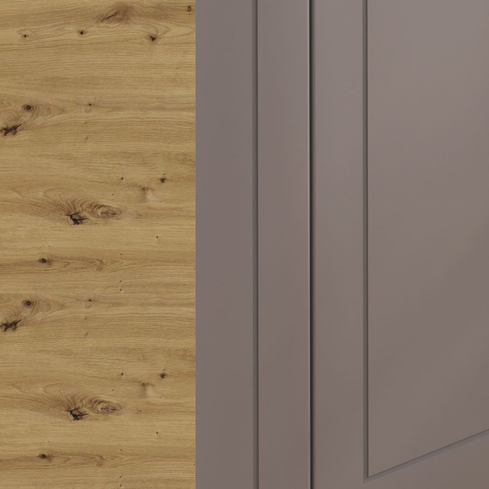 Feldmann-Wohnen Küchenzeile Kvantum, (Klappen mit Gasdruckdämpfer, Hettich InnoTech), 240cm, 7-tlg, Eiche Artisan / Beige Matt - Hettich InnoTech