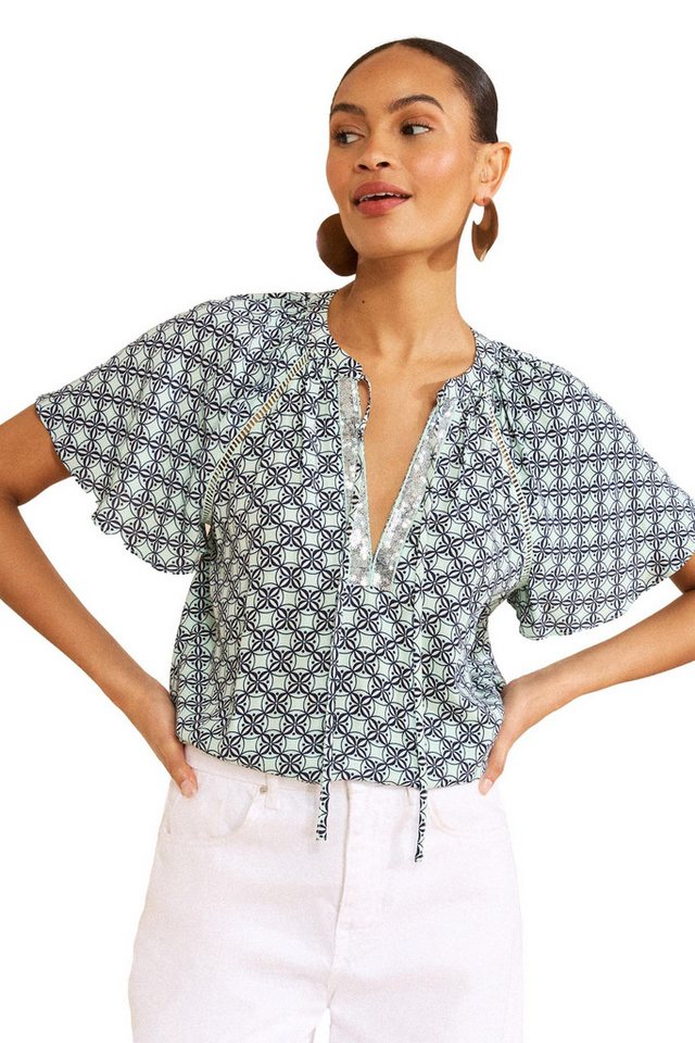 Love & Roses Paillettenshirt Love & Roses Kurzarmbluse mit Pailletten, Regular (1-tlg)