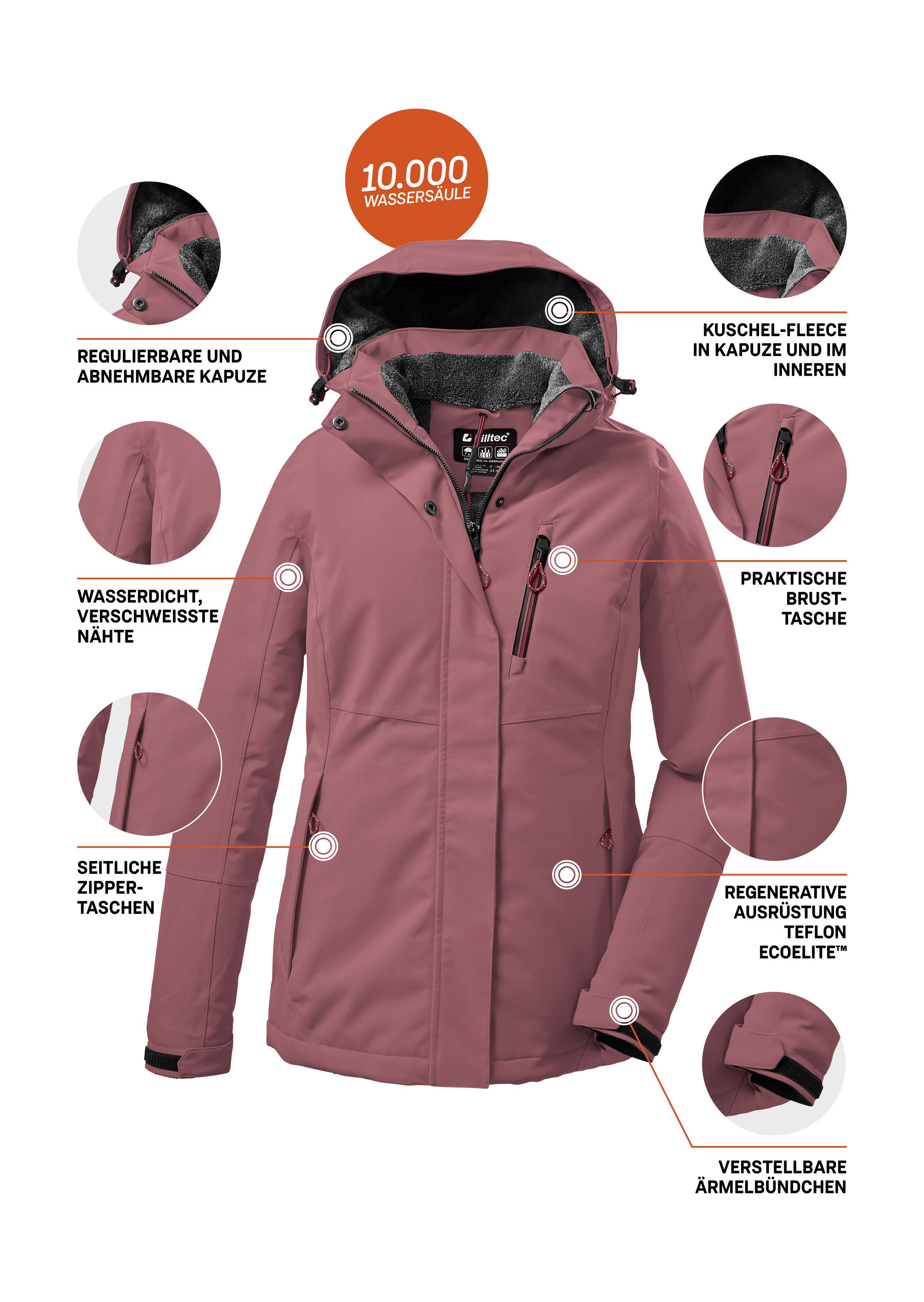 Killtec Outdoorjacke KOW 140 WMN JCKT Wasserdichte Damenjacke, atmungsaktiv, abnehmbare Kapuze – Bild 5 von 5